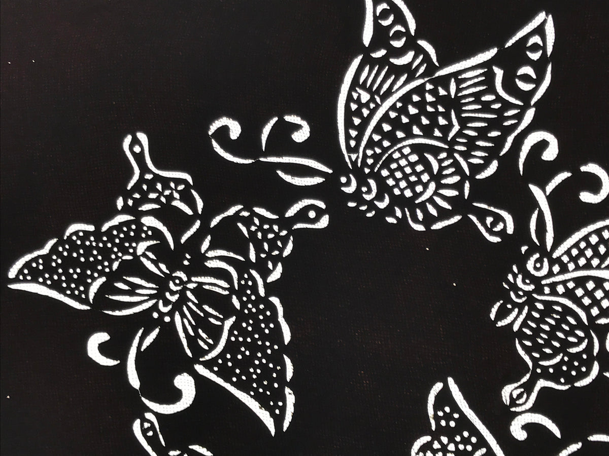 Antique Japanese Katagami Paper Kimono Stencil Katazome Butterfly Design A779