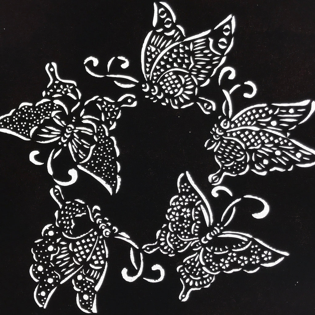 Antique Japanese Katagami Paper Kimono Stencil Katazome Butterfly Design A779