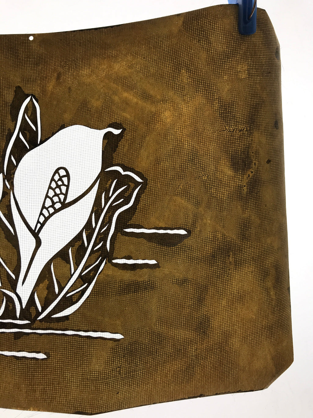 Antique Japanese Katagami Paper Kimono Stencil Katazome Calla Lily Flower A671