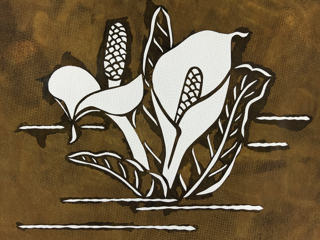 Antique Japanese Katagami Paper Kimono Stencil Katazome Calla Lily Flower A671