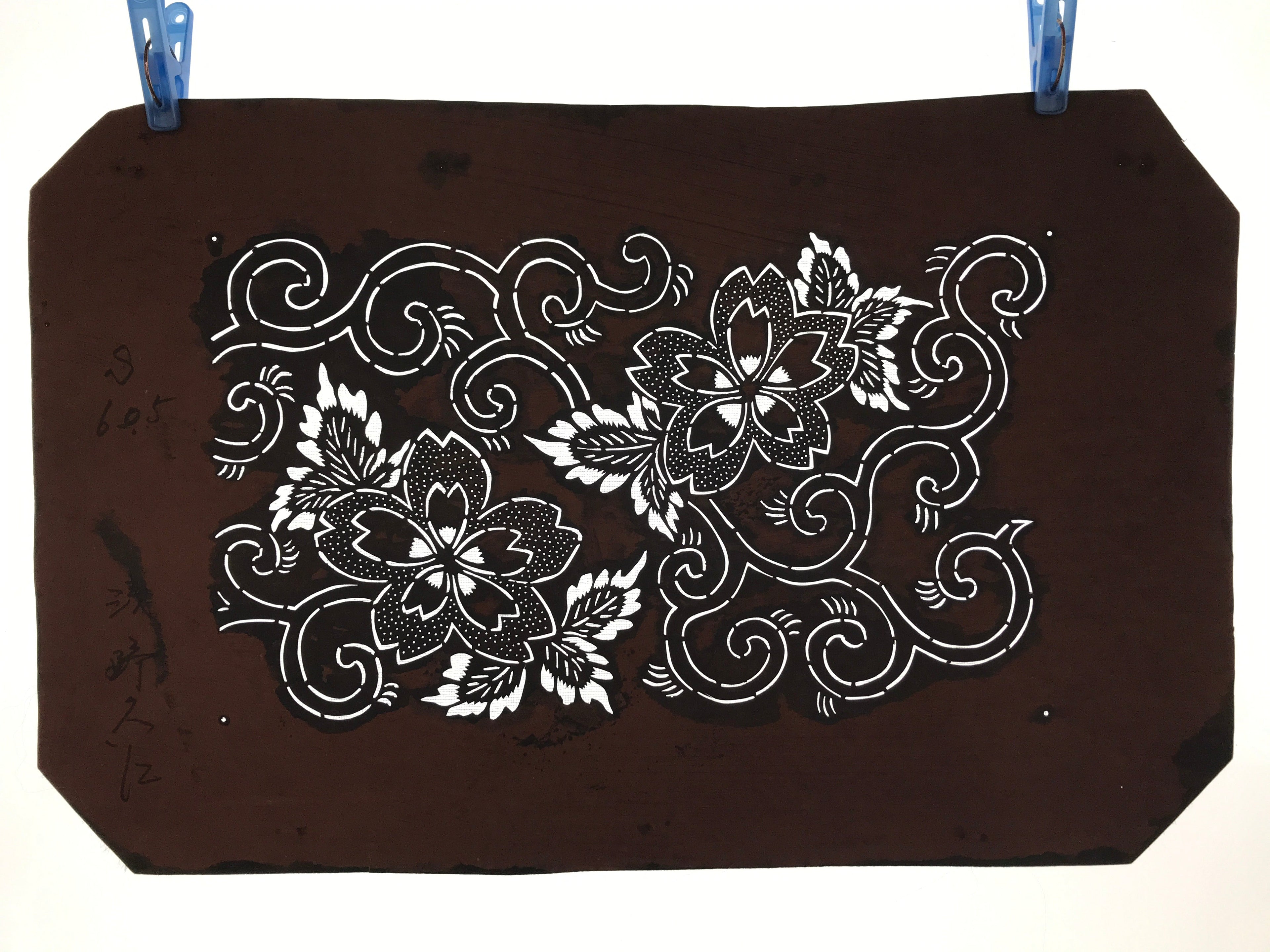 Antique Japanese Katagami Paper Kimono Stencil Katazome Cherry Blossoms A662