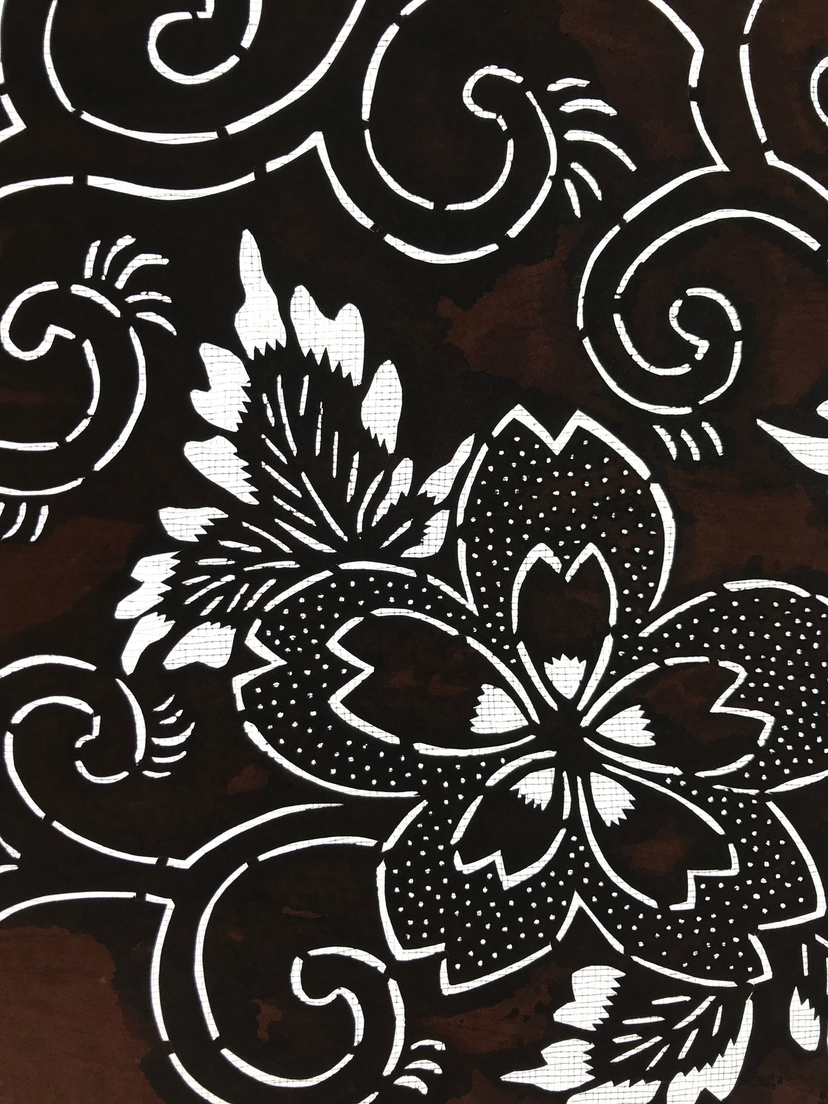 Antique Japanese Katagami Paper Kimono Stencil Katazome Cherry Blossoms A662