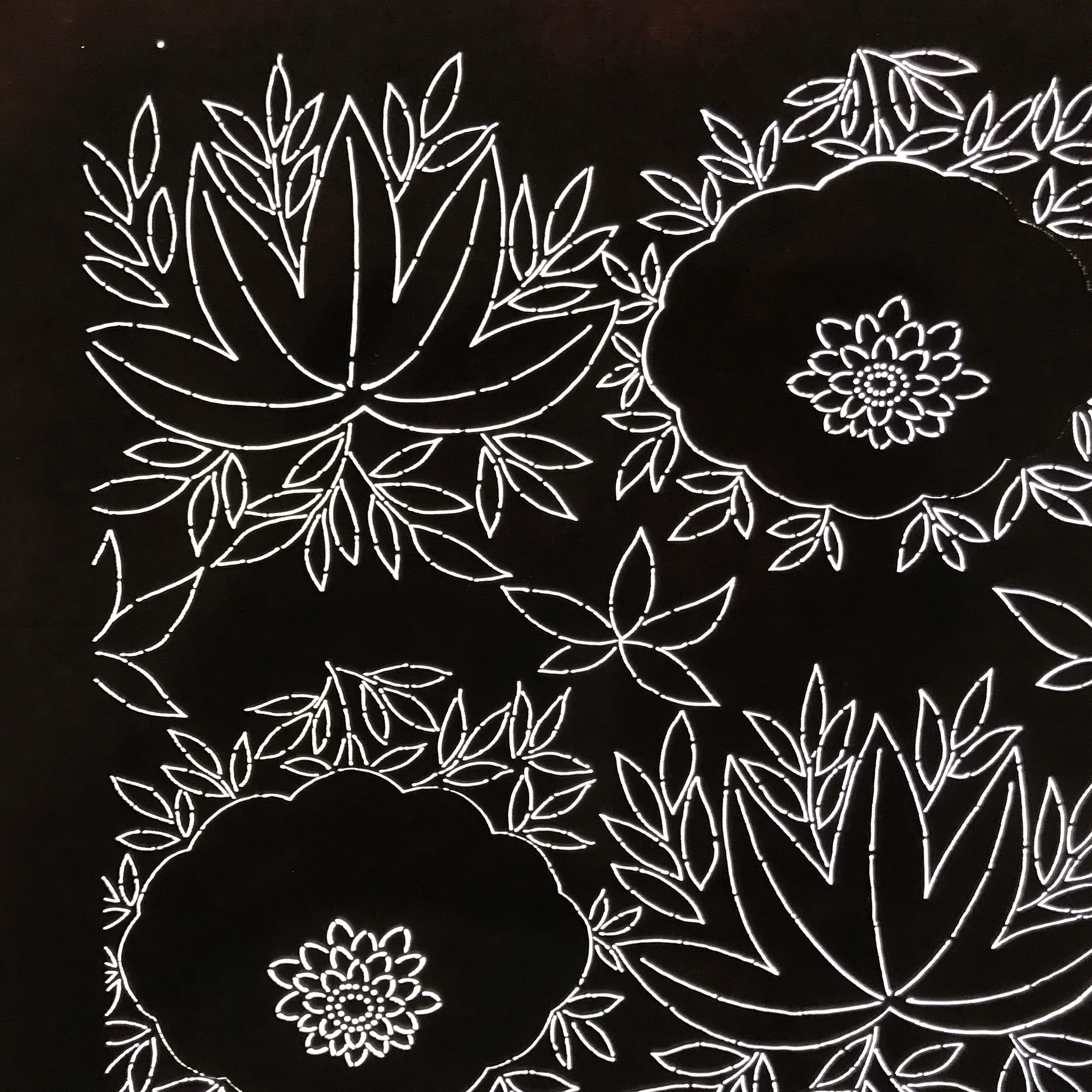 Antique Japanese Katagami Paper Kimono Stencil Katazome Chrysanthemum Base C942