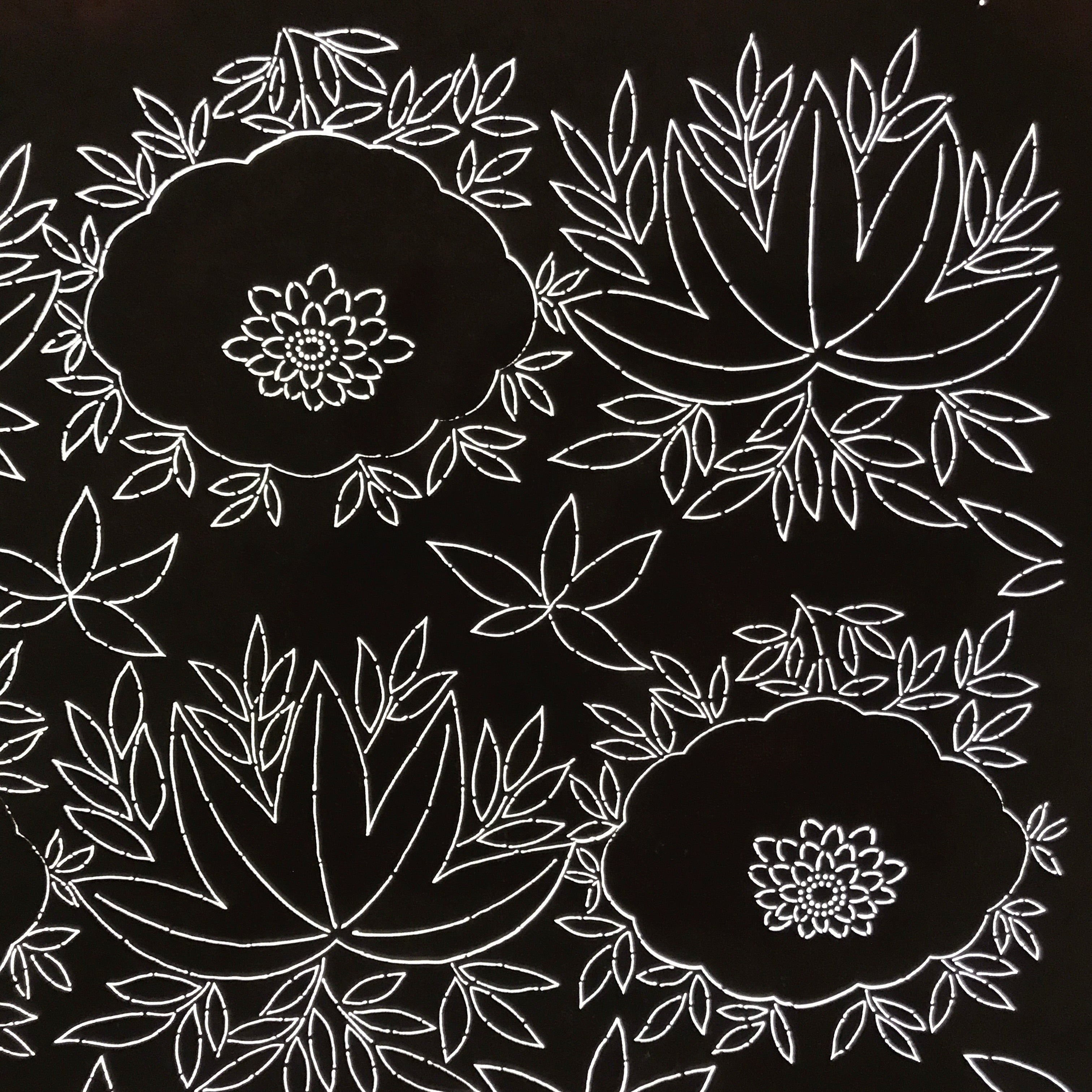 Antique Japanese Katagami Paper Kimono Stencil Katazome Chrysanthemum Base C942