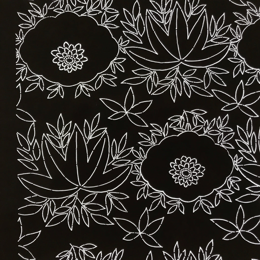 Antique Japanese Katagami Paper Kimono Stencil Katazome Chrysanthemum Base C942