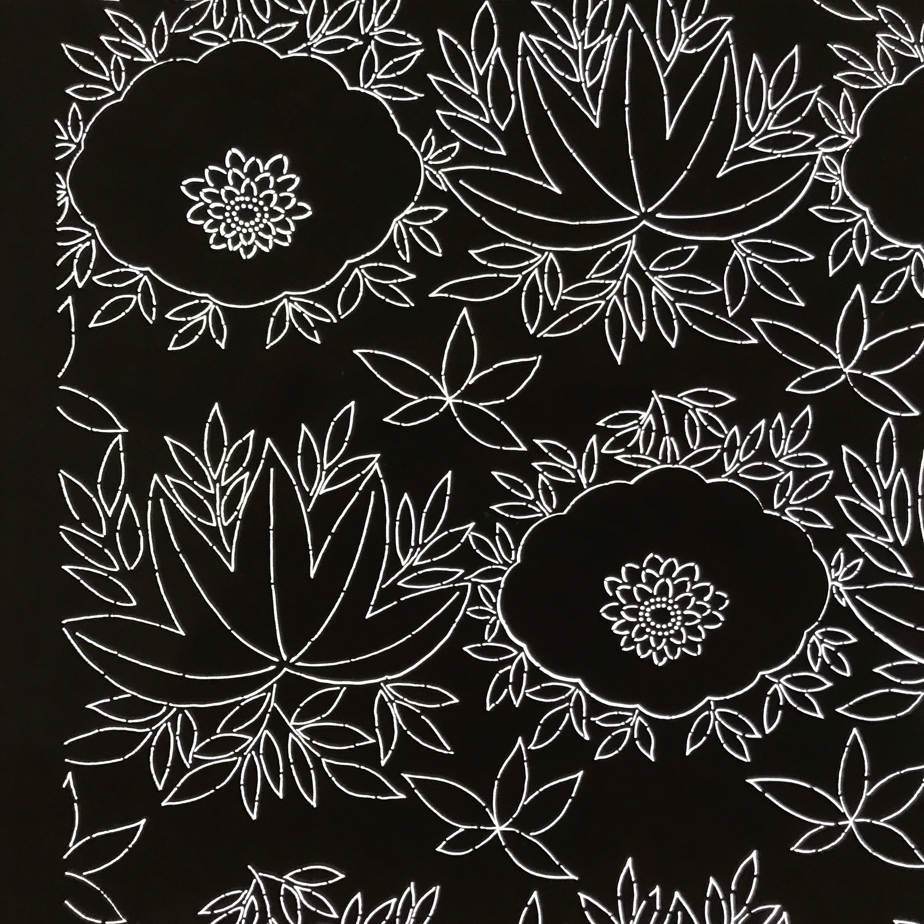 Antique Japanese Katagami Paper Kimono Stencil Katazome Chrysanthemum Base C942