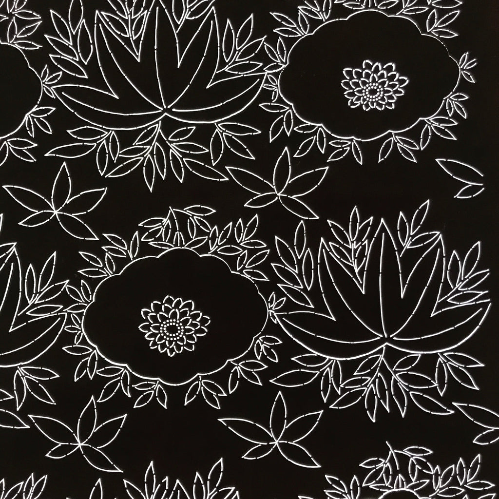Antique Japanese Katagami Paper Kimono Stencil Katazome Chrysanthemum Base C942