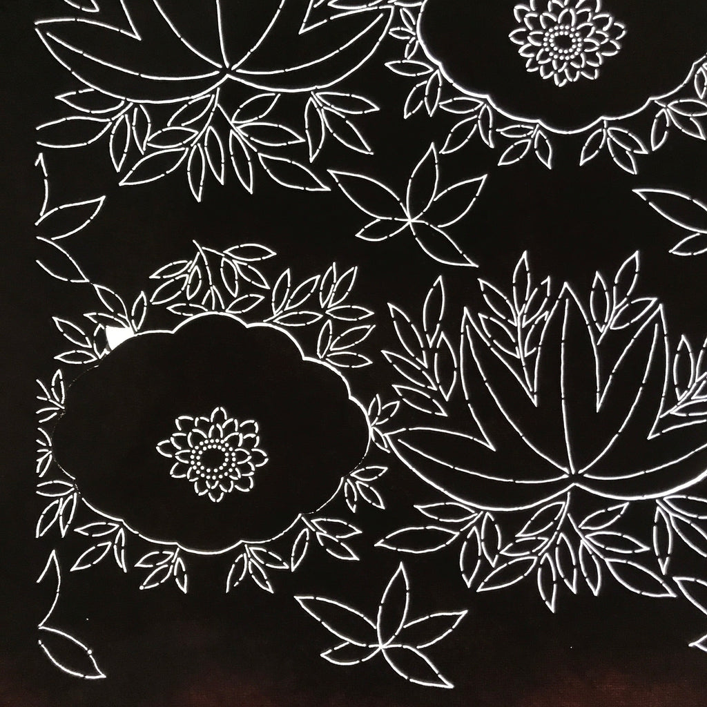 Antique Japanese Katagami Paper Kimono Stencil Katazome Chrysanthemum Base C942
