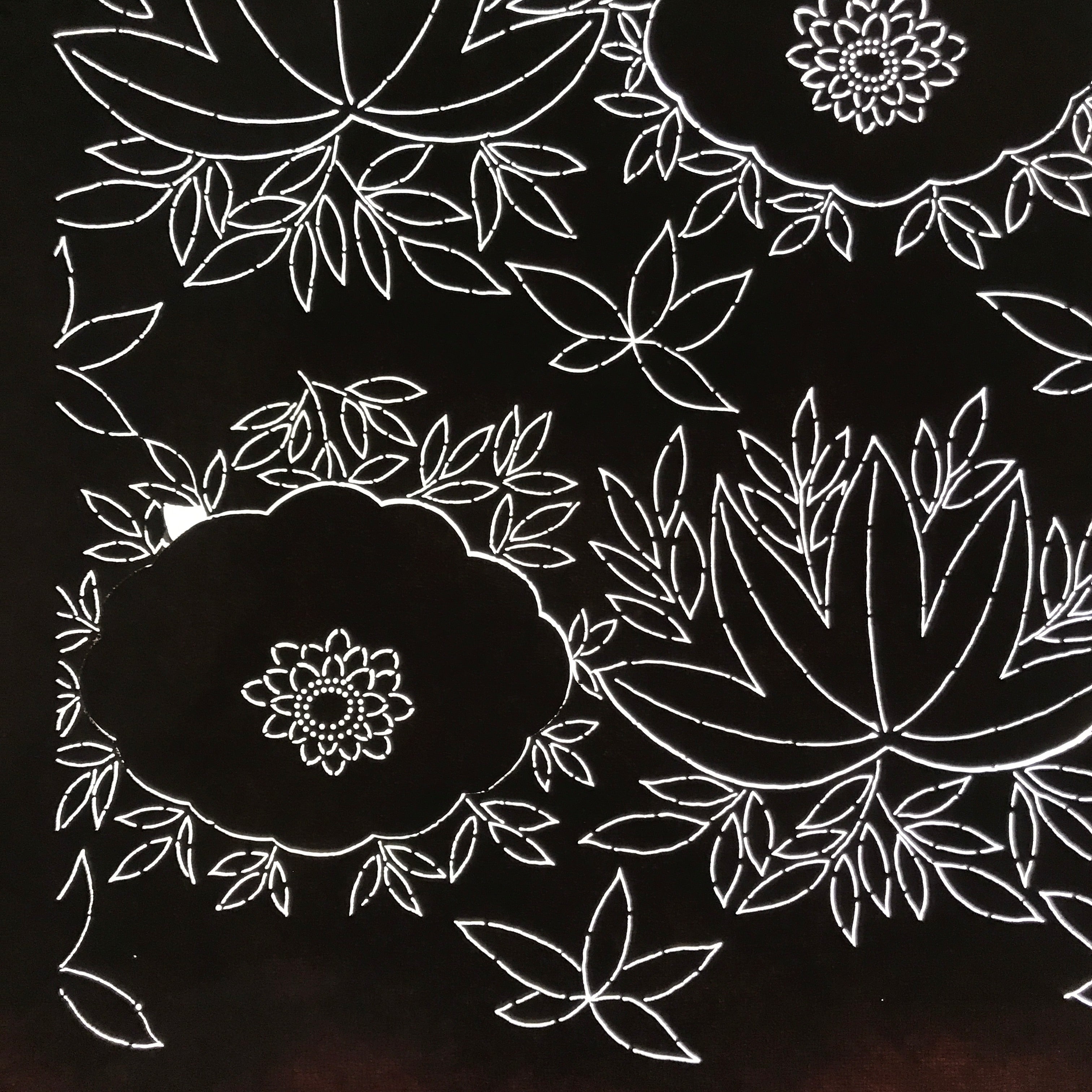 Antique Japanese Katagami Paper Kimono Stencil Katazome Chrysanthemum Base C942