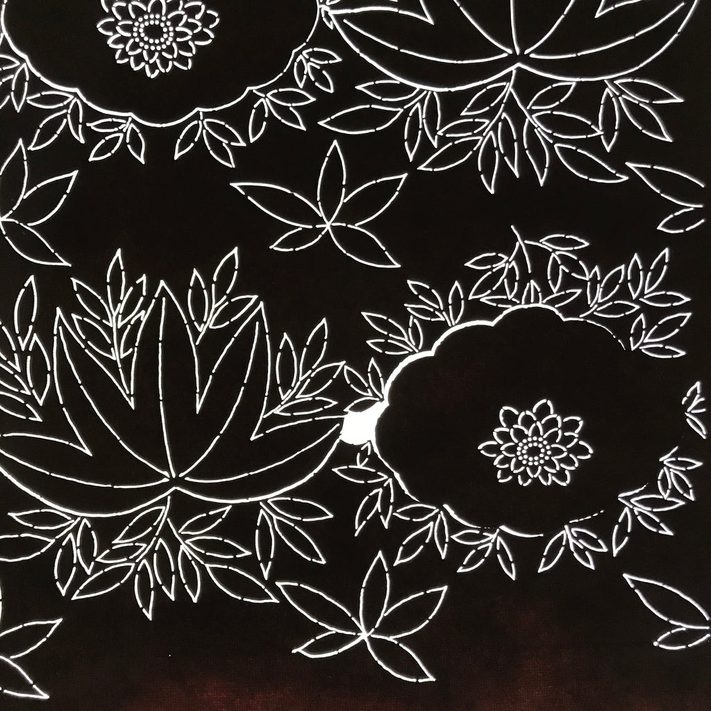 Antique Japanese Katagami Paper Kimono Stencil Katazome Chrysanthemum Base C942