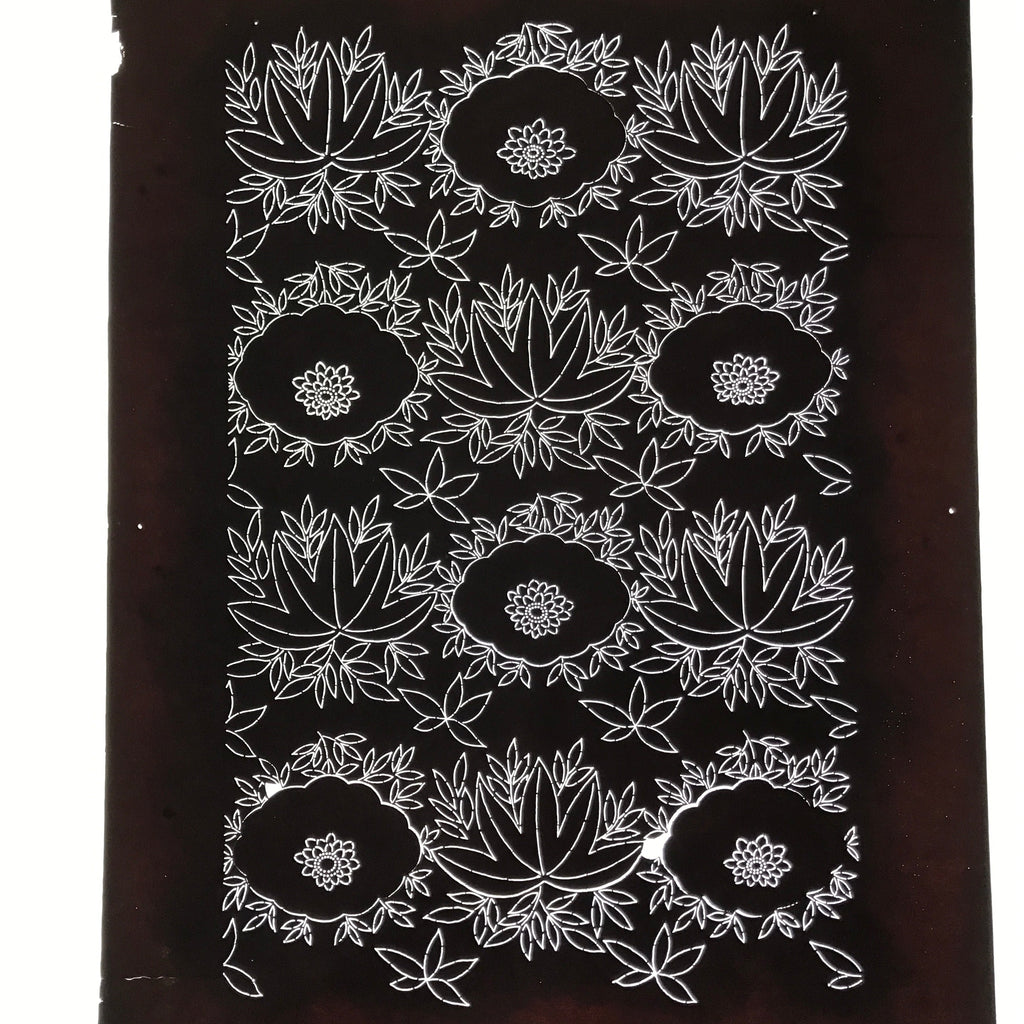 Antique Japanese Katagami Paper Kimono Stencil Katazome Chrysanthemum Base C942
