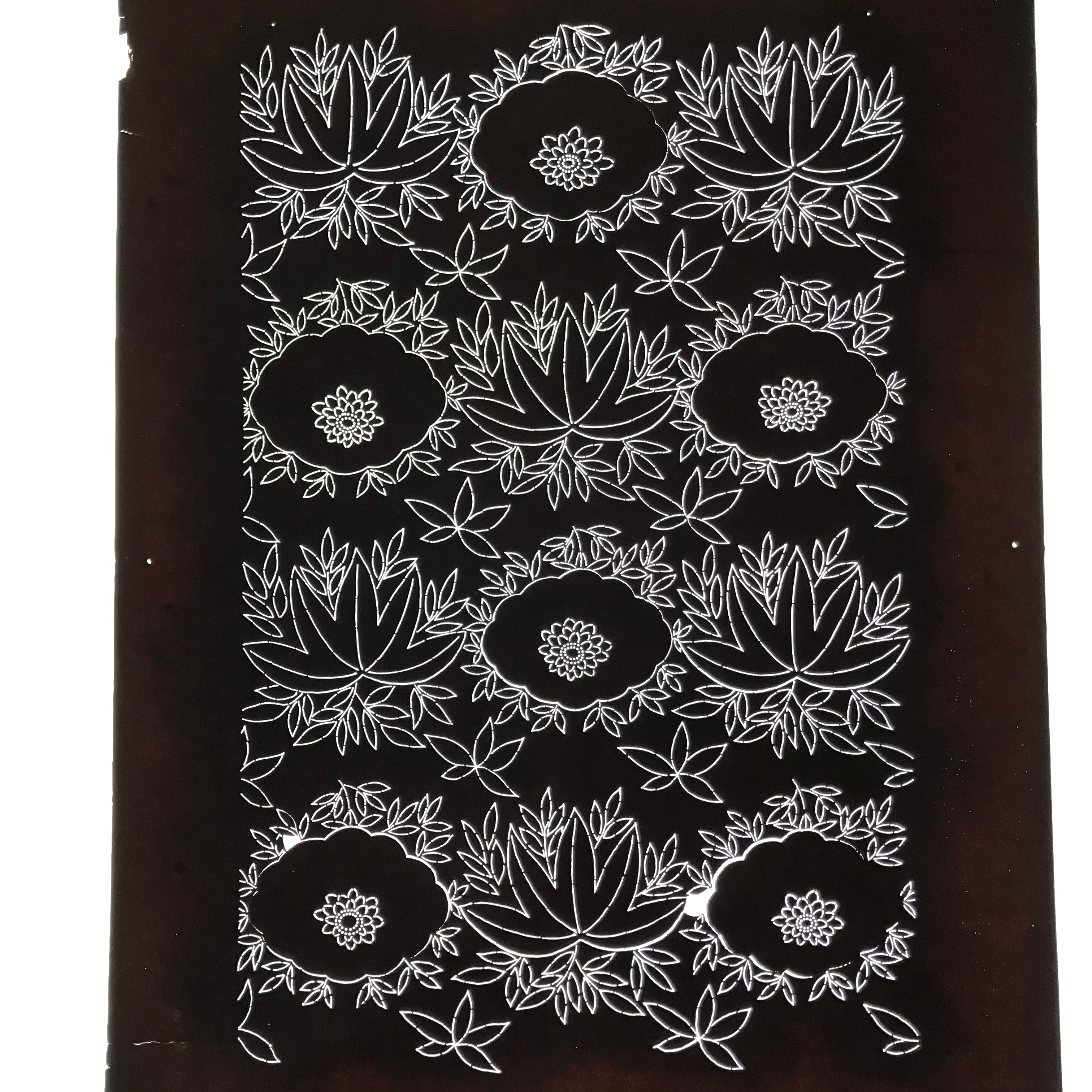 Antique Japanese Katagami Paper Kimono Stencil Katazome Chrysanthemum Base C942