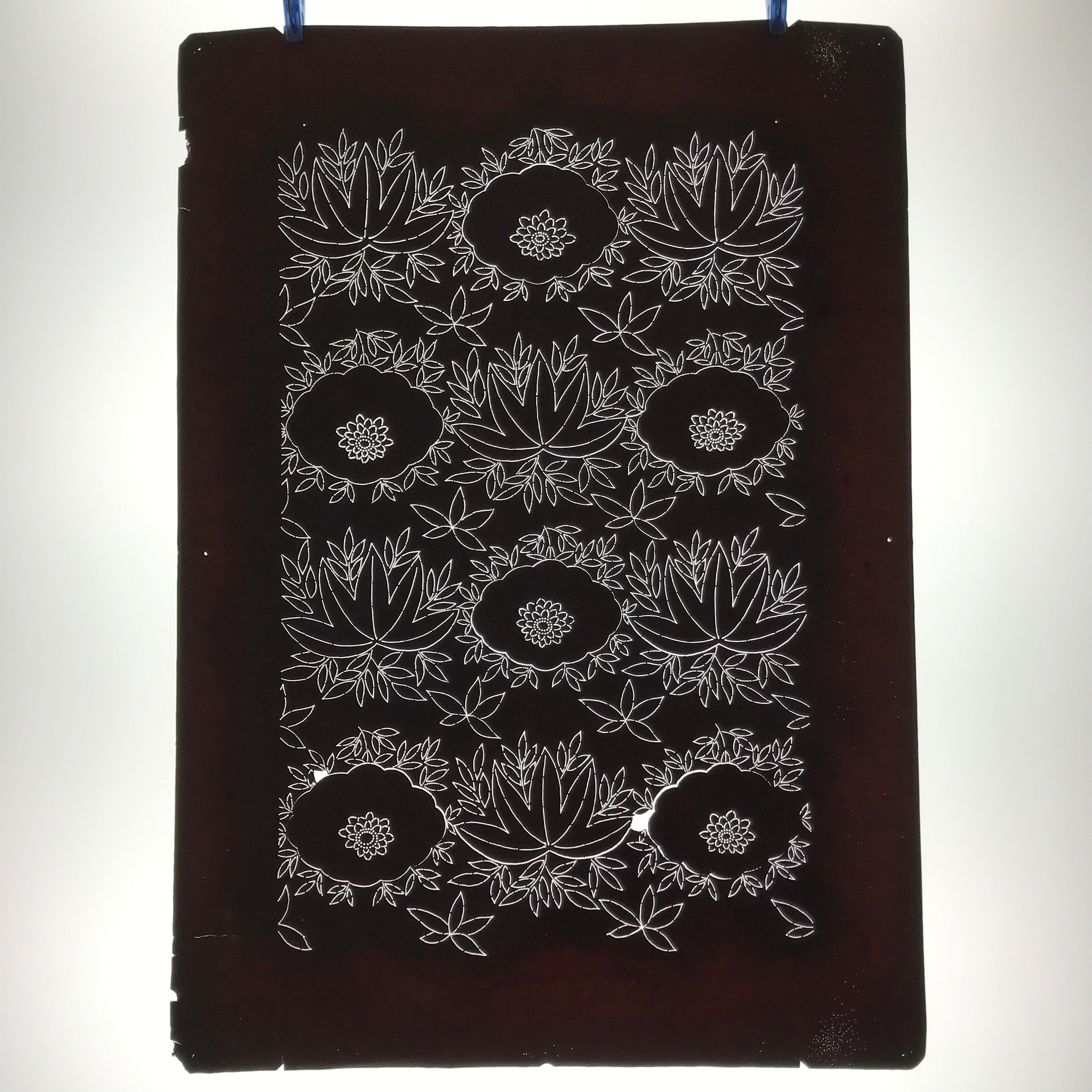 Antique Japanese Katagami Paper Kimono Stencil Katazome Chrysanthemum Base C942