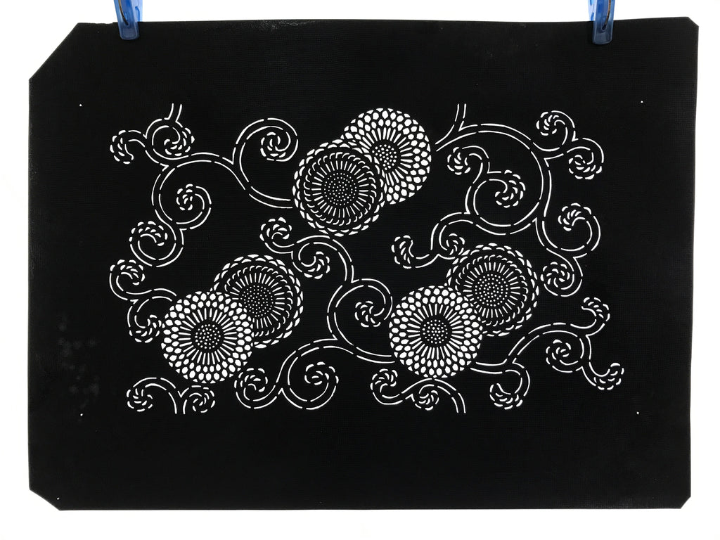 Antique Japanese Katagami Paper Kimono Stencil Katazome Chrysanthemum Kiku A658
