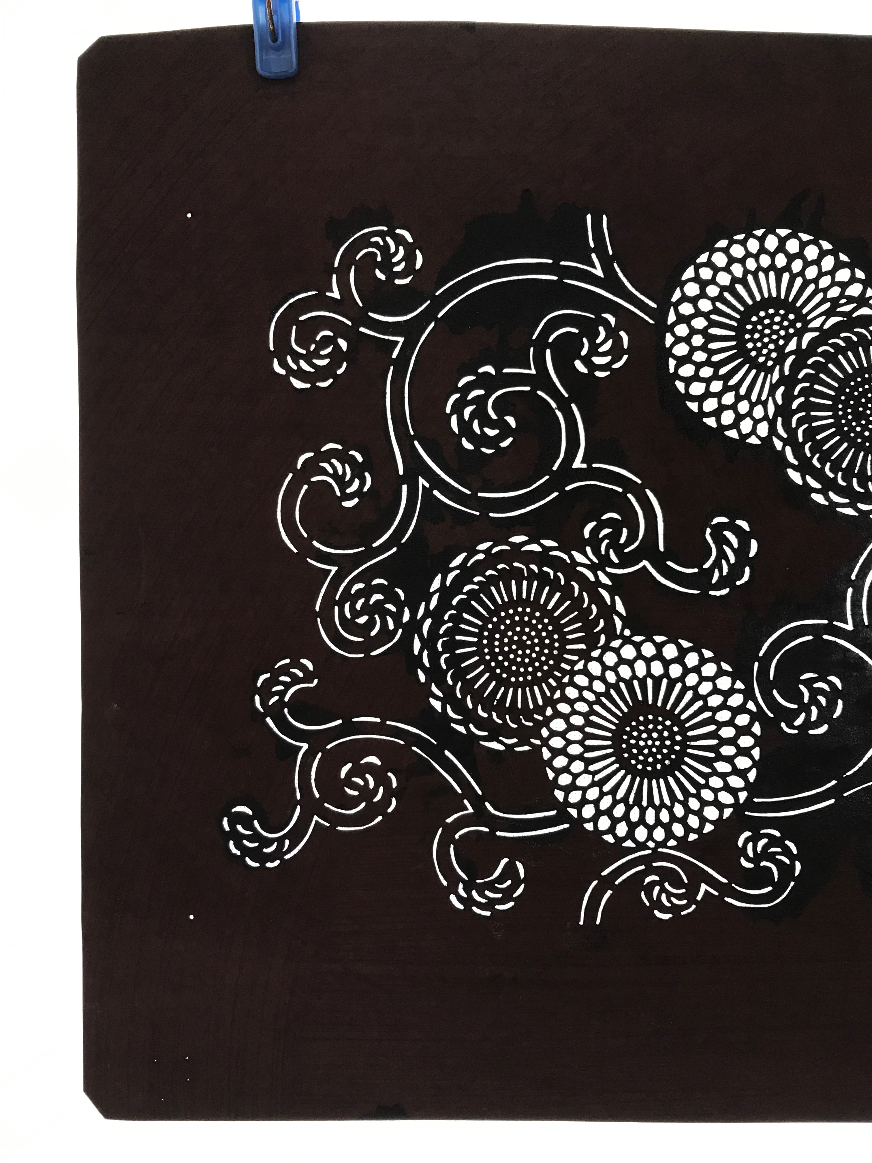 Antique Japanese Katagami Paper Kimono Stencil Katazome Chrysanthemum Kiku A658