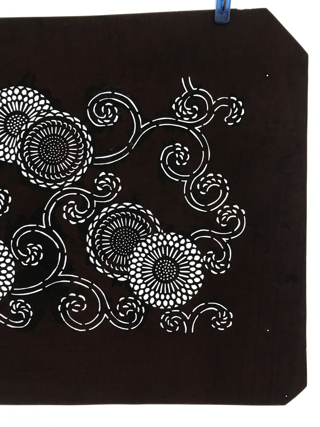 Antique Japanese Katagami Paper Kimono Stencil Katazome Chrysanthemum Kiku A658