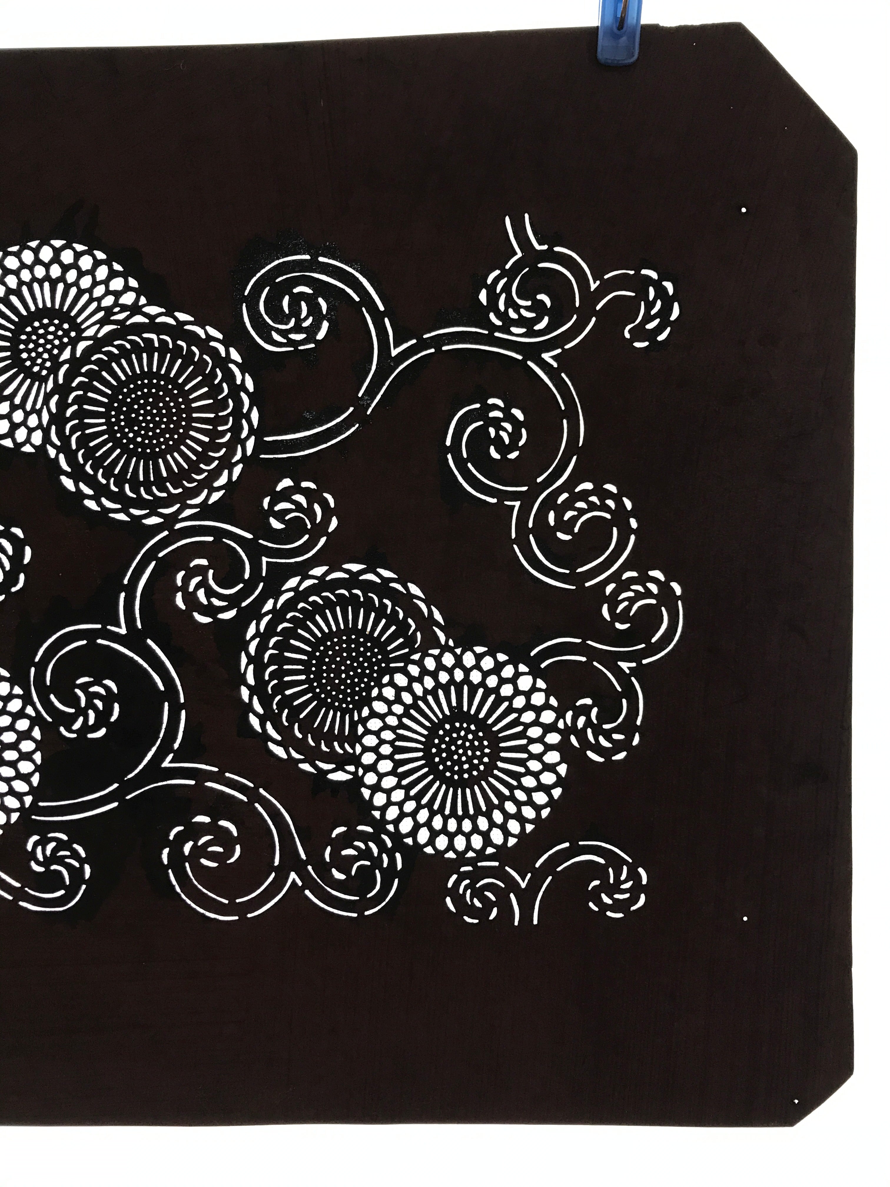 Antique Japanese Katagami Paper Kimono Stencil Katazome Chrysanthemum Kiku A658