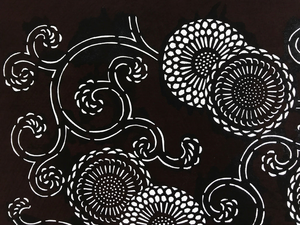 Antique Japanese Katagami Paper Kimono Stencil Katazome Chrysanthemum Kiku A658