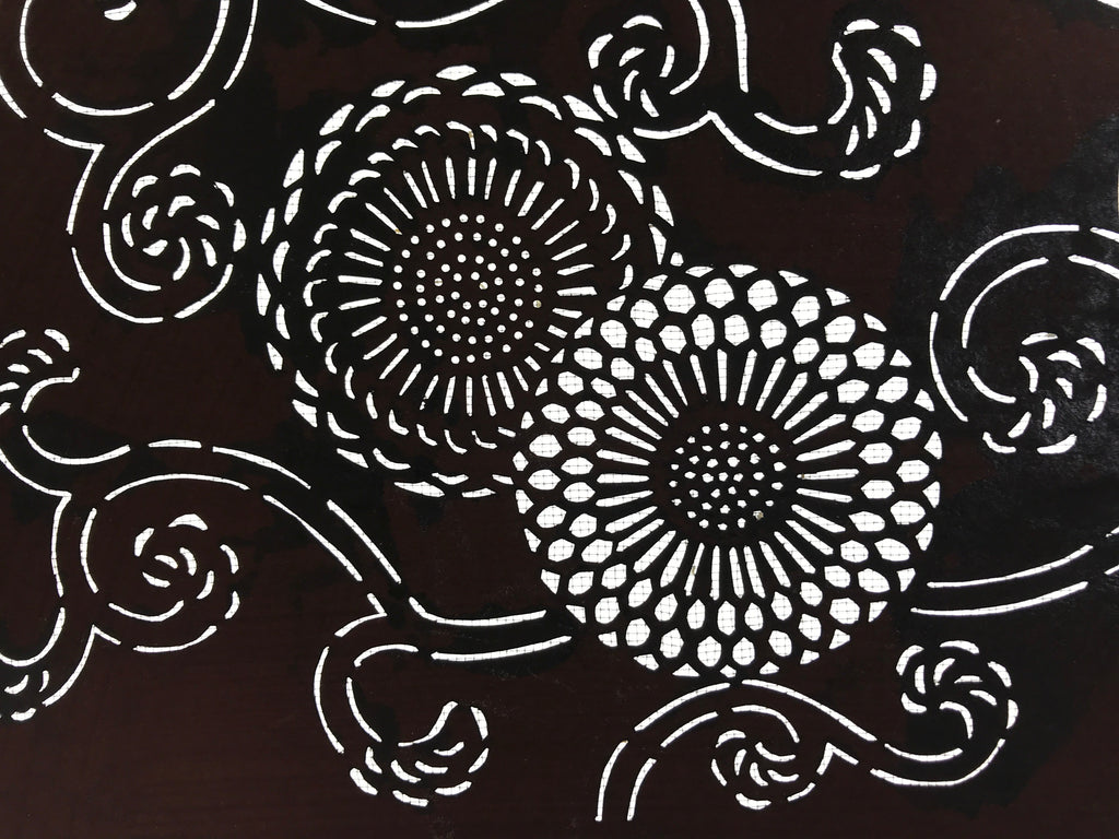 Antique Japanese Katagami Paper Kimono Stencil Katazome Chrysanthemum Kiku A658