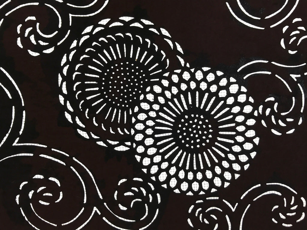 Antique Japanese Katagami Paper Kimono Stencil Katazome Chrysanthemum Kiku A658