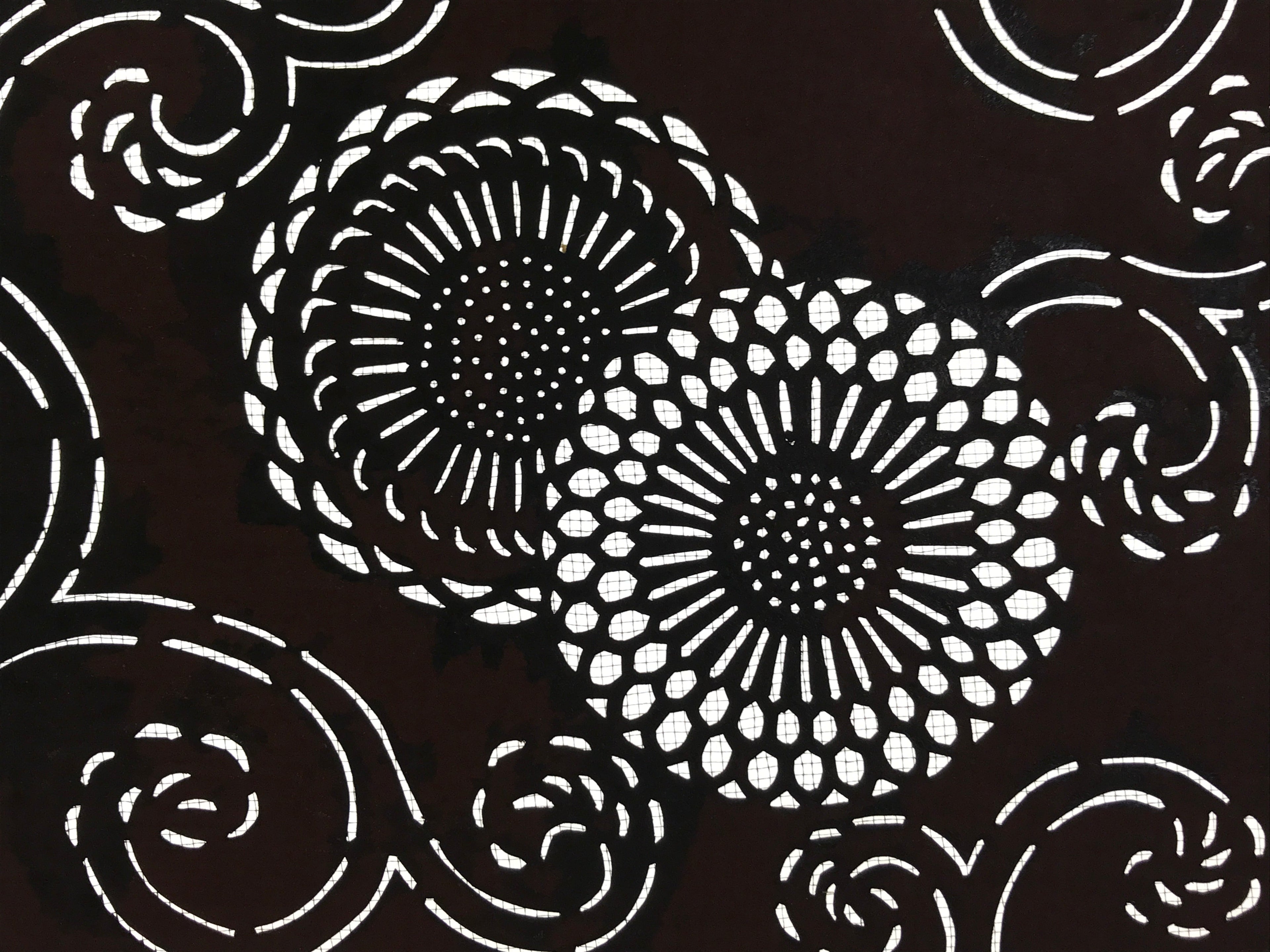 Antique Japanese Katagami Paper Kimono Stencil Katazome Chrysanthemum Kiku A658