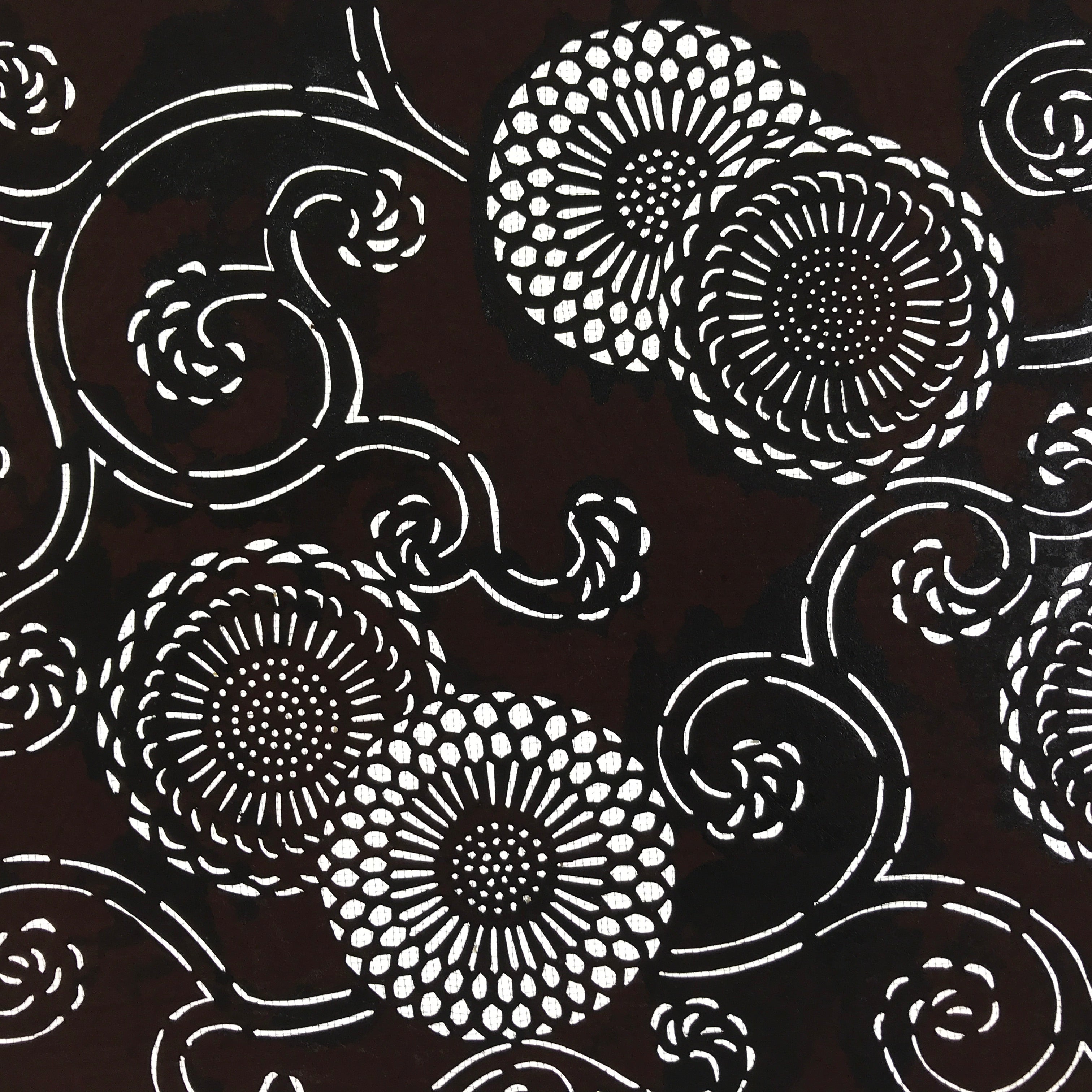 Antique Japanese Katagami Paper Kimono Stencil Katazome Chrysanthemum Kiku A658