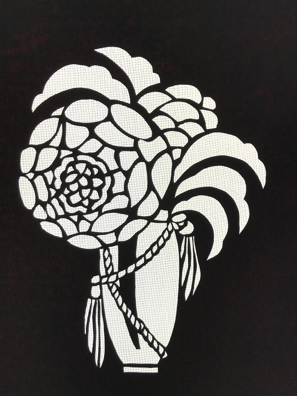 Antique Japanese Katagami Paper Kimono Stencil Katazome Chrysanthemum Kiku A776