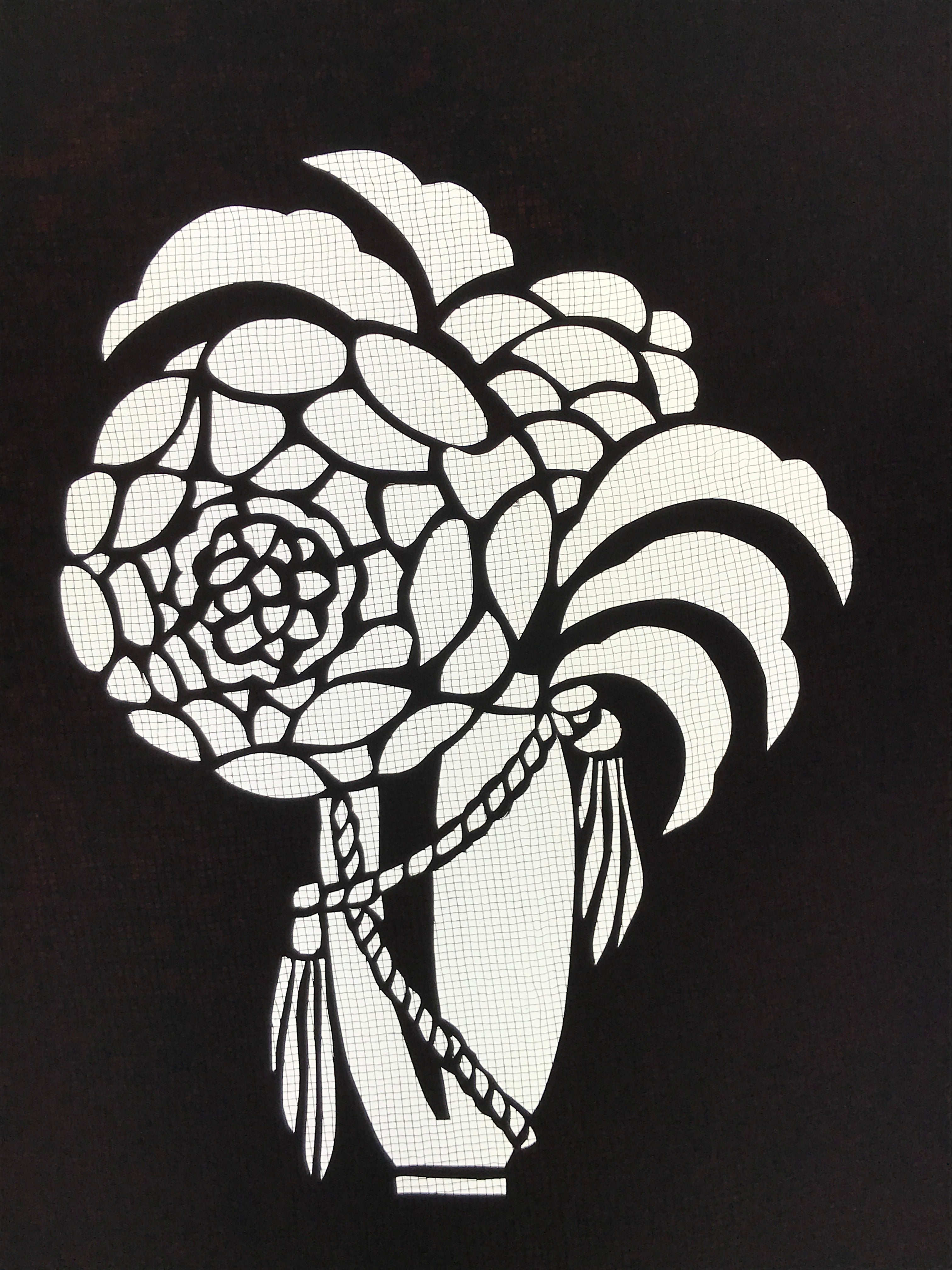 Antique Japanese Katagami Paper Kimono Stencil Katazome Chrysanthemum Kiku A776