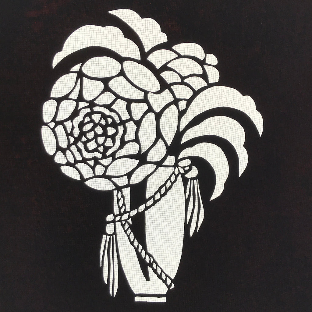 Antique Japanese Katagami Paper Kimono Stencil Katazome Chrysanthemum Kiku A776