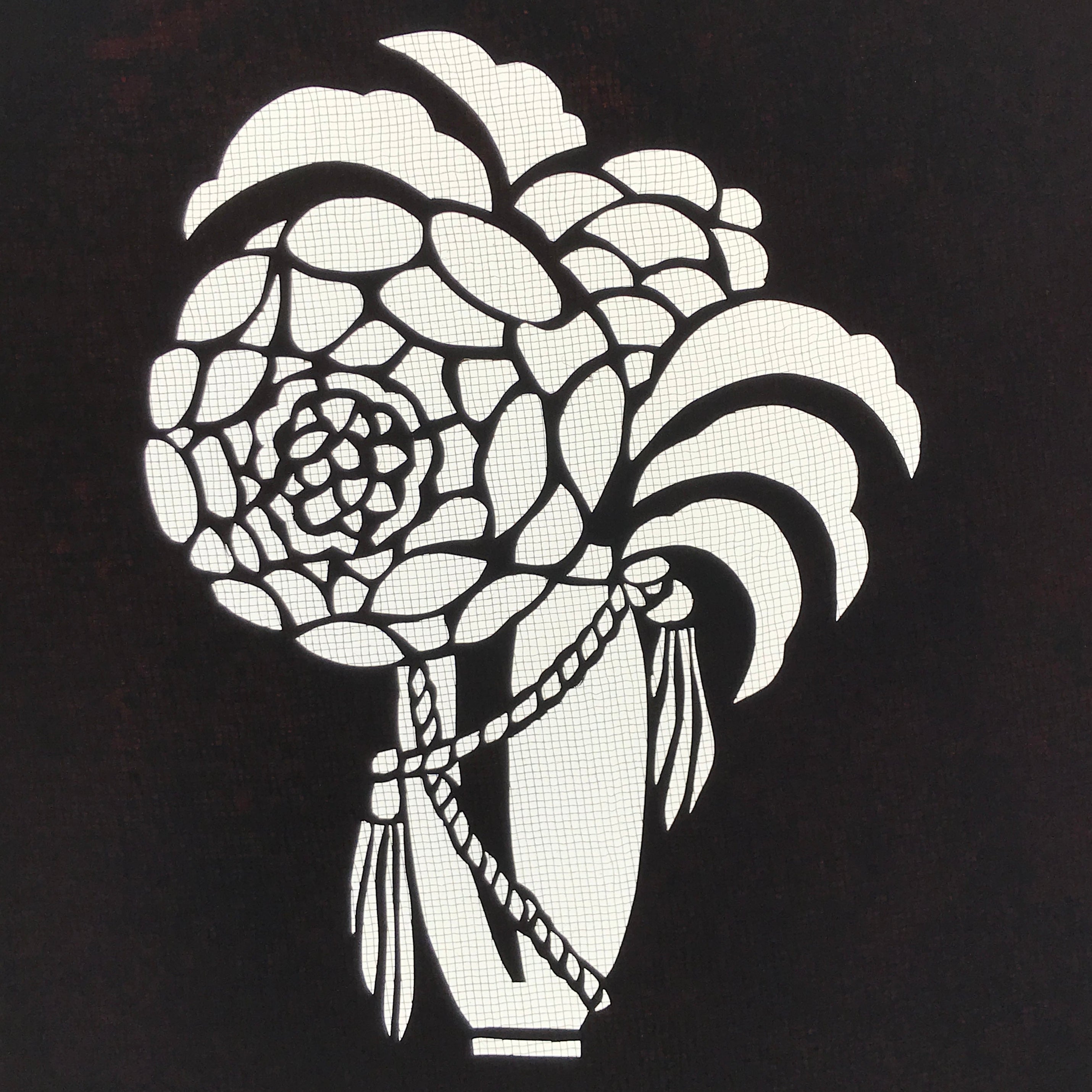Antique Japanese Katagami Paper Kimono Stencil Katazome Chrysanthemum Kiku A776