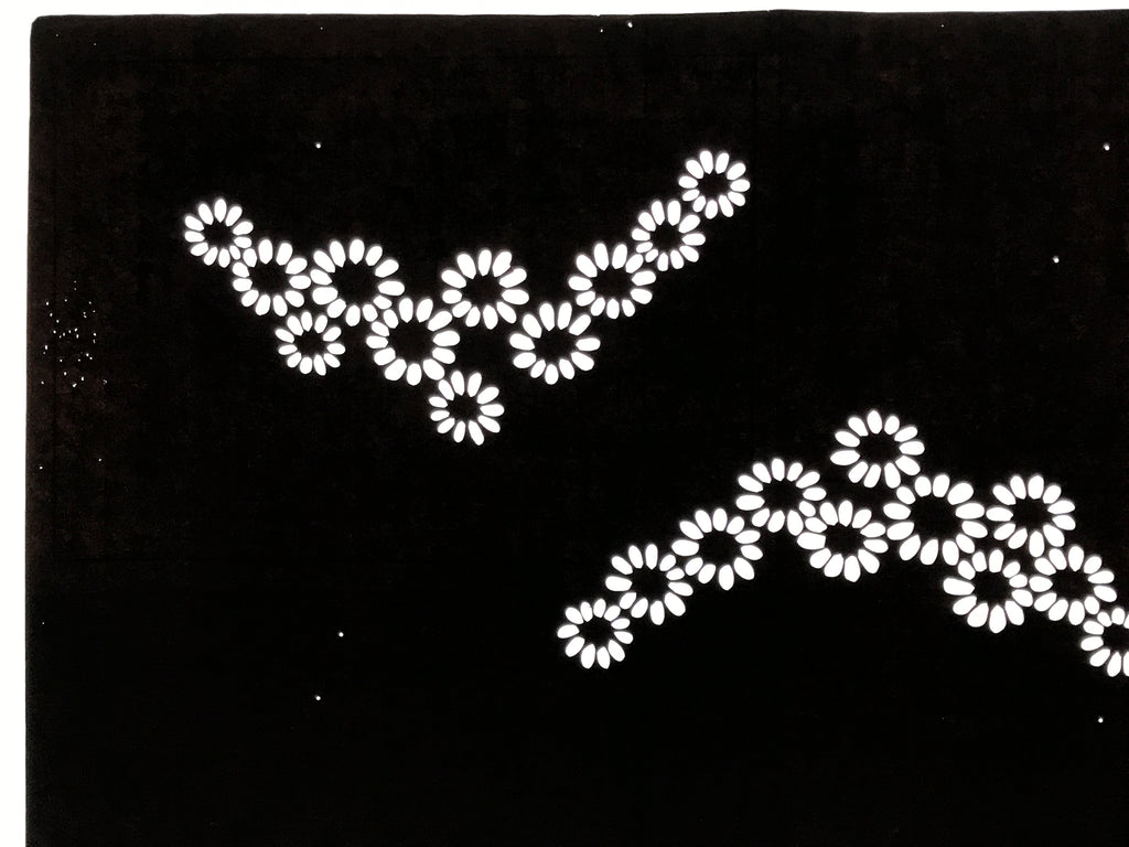 Antique Japanese Katagami Paper Kimono Stencil Katazome Chrysanthemum Kiku A839