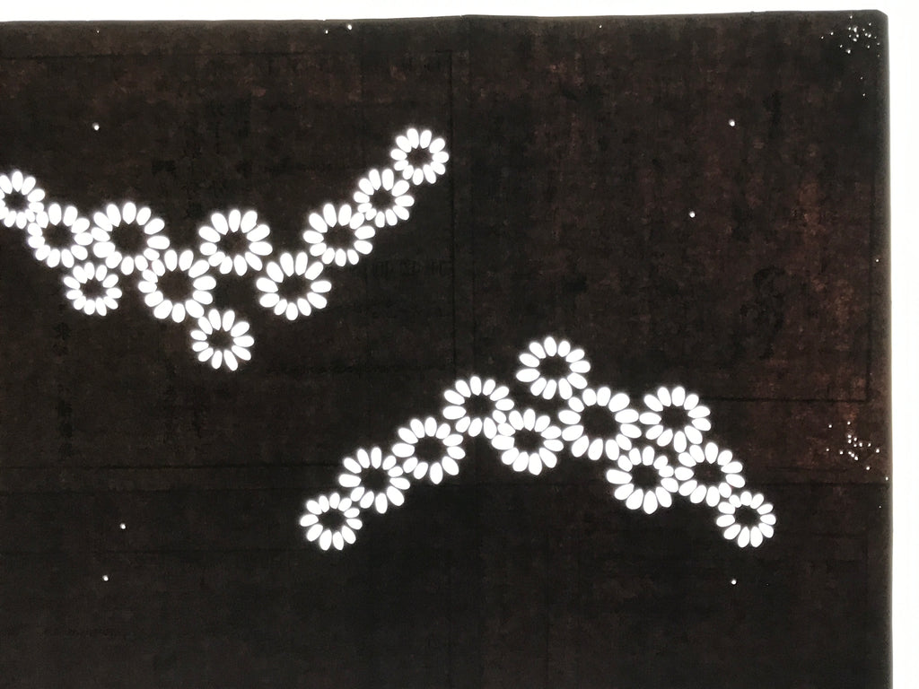 Antique Japanese Katagami Paper Kimono Stencil Katazome Chrysanthemum Kiku A839