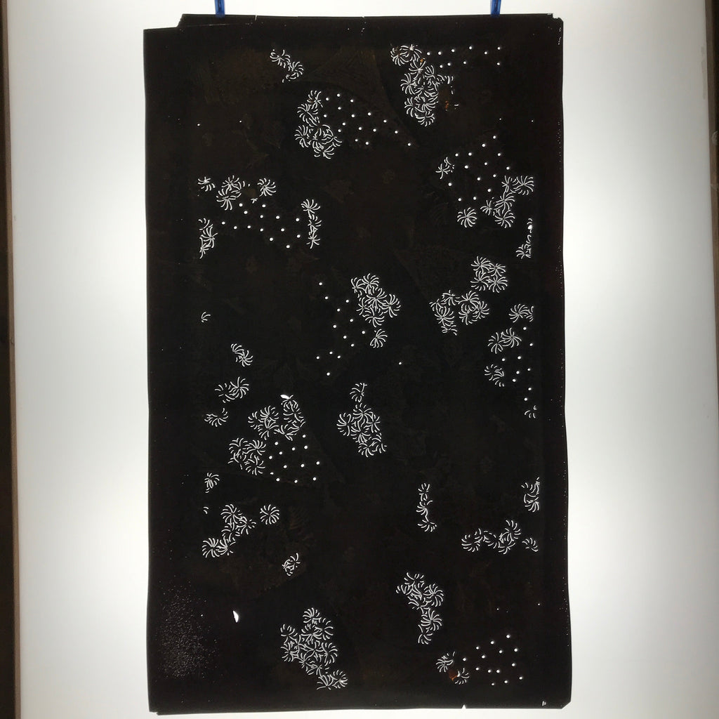 Antique Japanese Katagami Paper Kimono Stencil Katazome Chrysanthemum Kiku C915