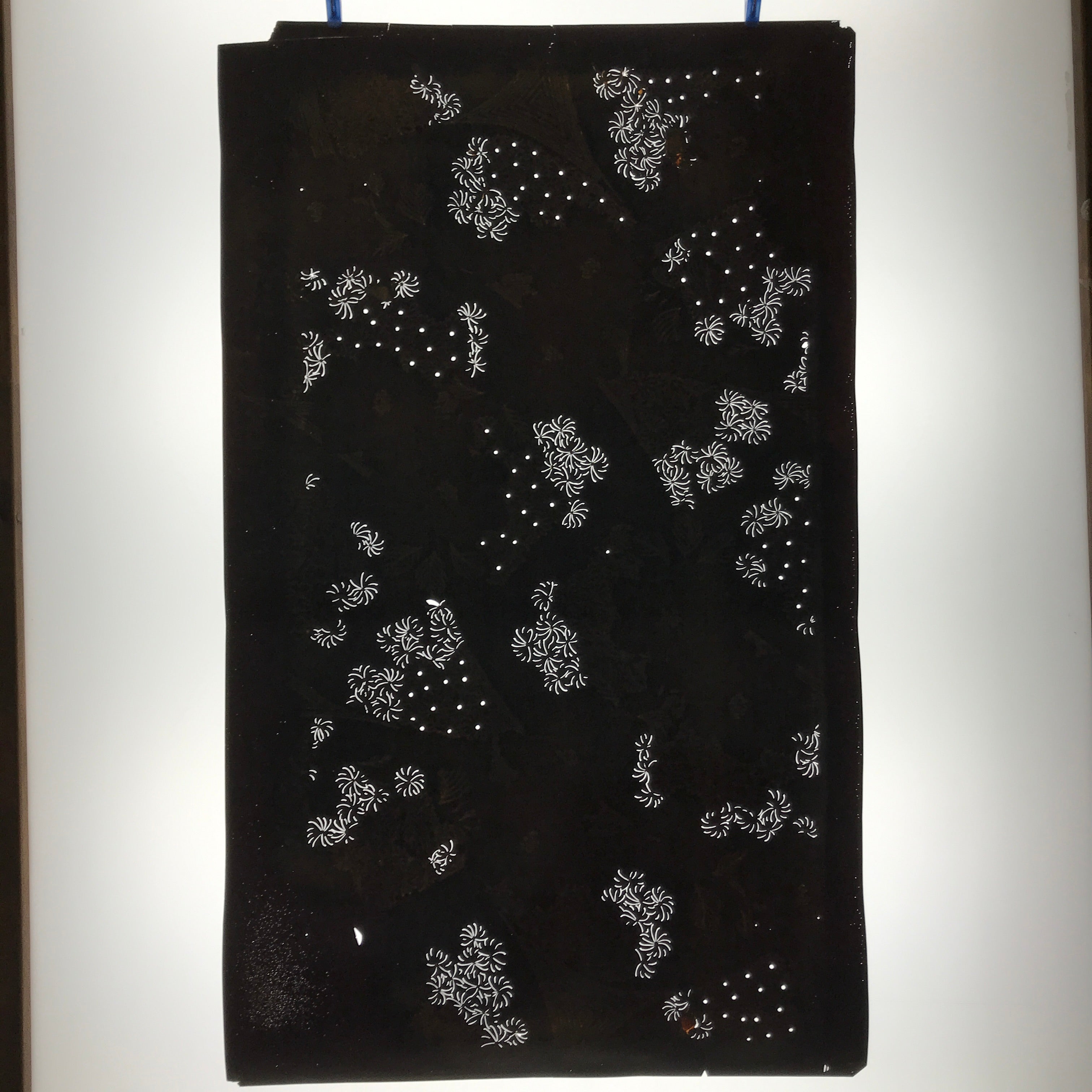 Antique Japanese Katagami Paper Kimono Stencil Katazome Chrysanthemum Kiku C915