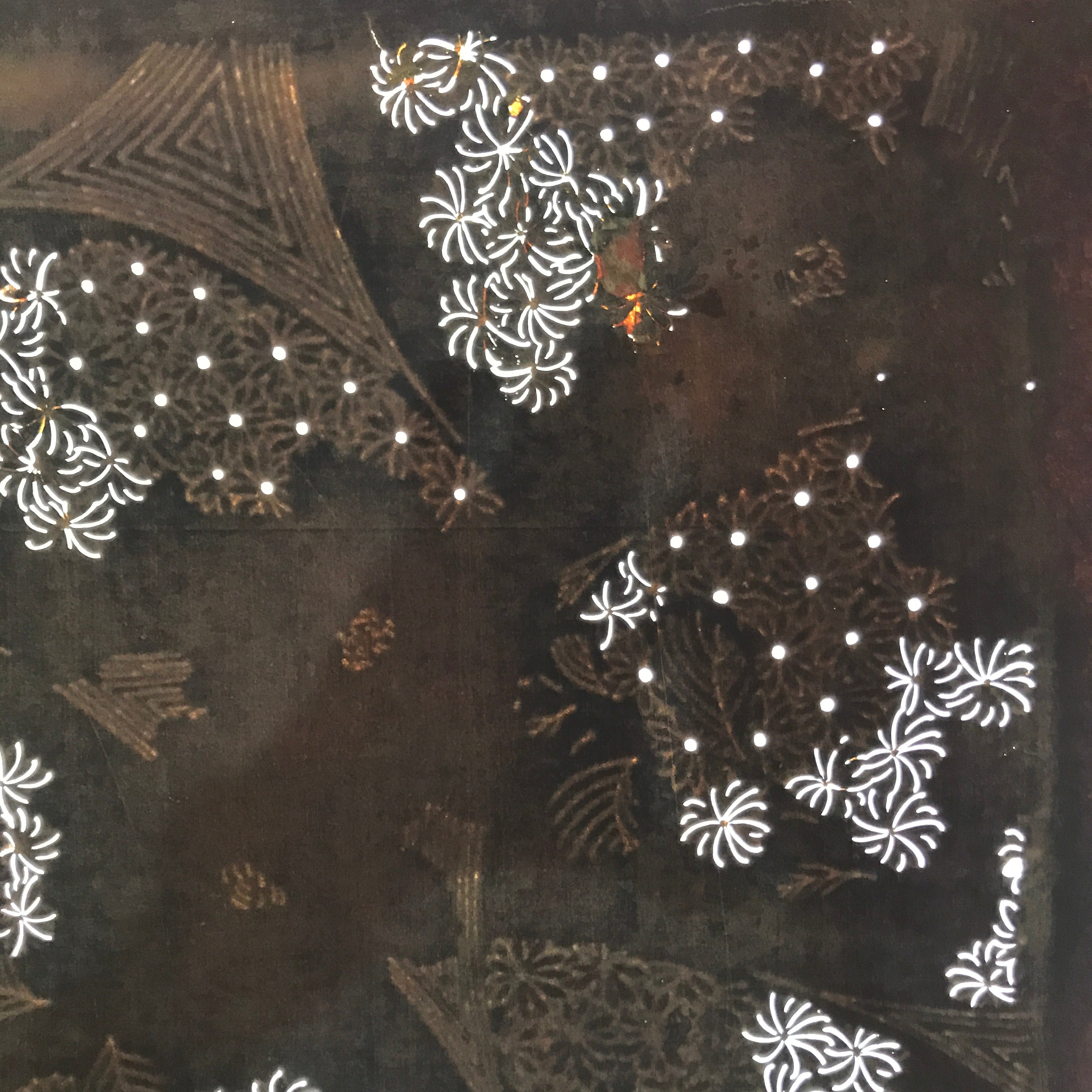 Antique Japanese Katagami Paper Kimono Stencil Katazome Chrysanthemum Kiku C915