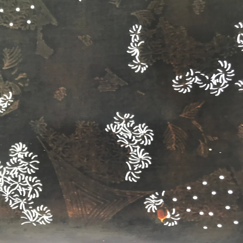 Antique Japanese Katagami Paper Kimono Stencil Katazome Chrysanthemum Kiku C915