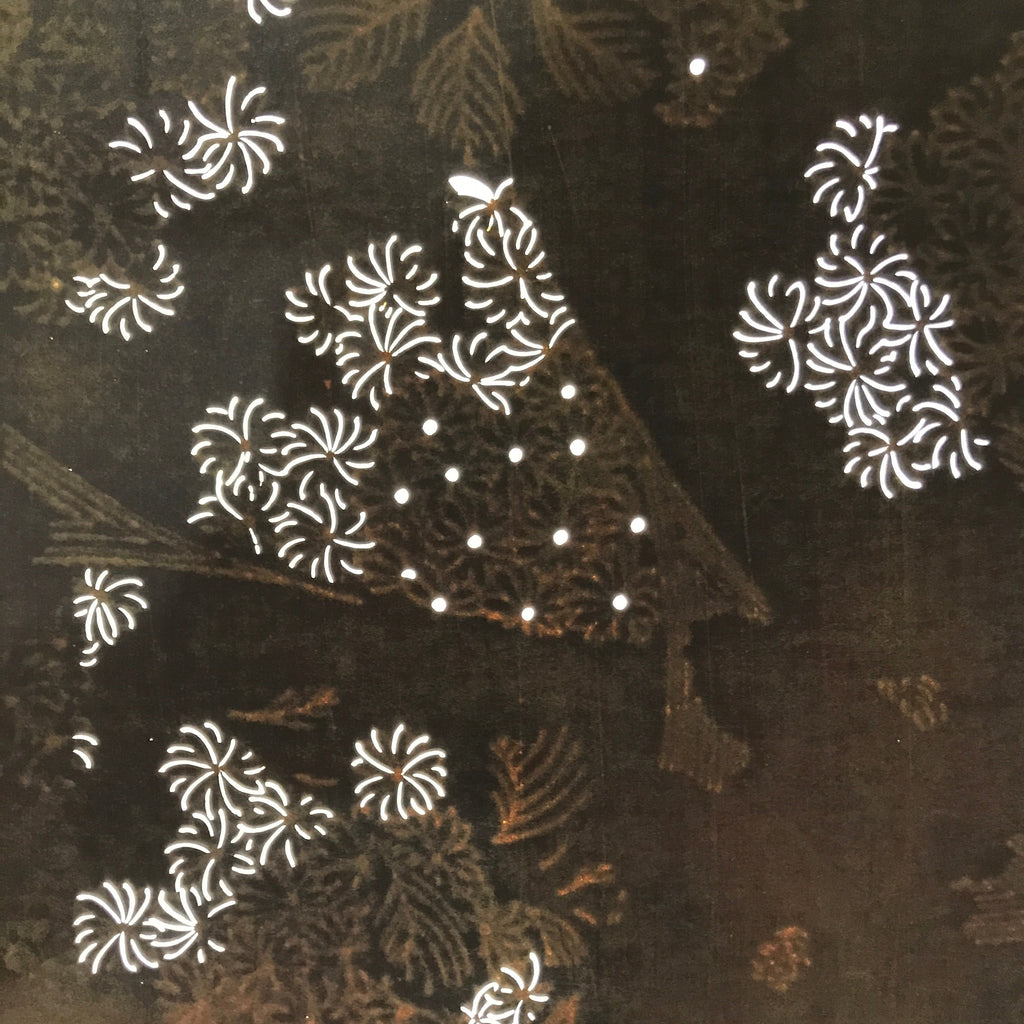 Antique Japanese Katagami Paper Kimono Stencil Katazome Chrysanthemum Kiku C915
