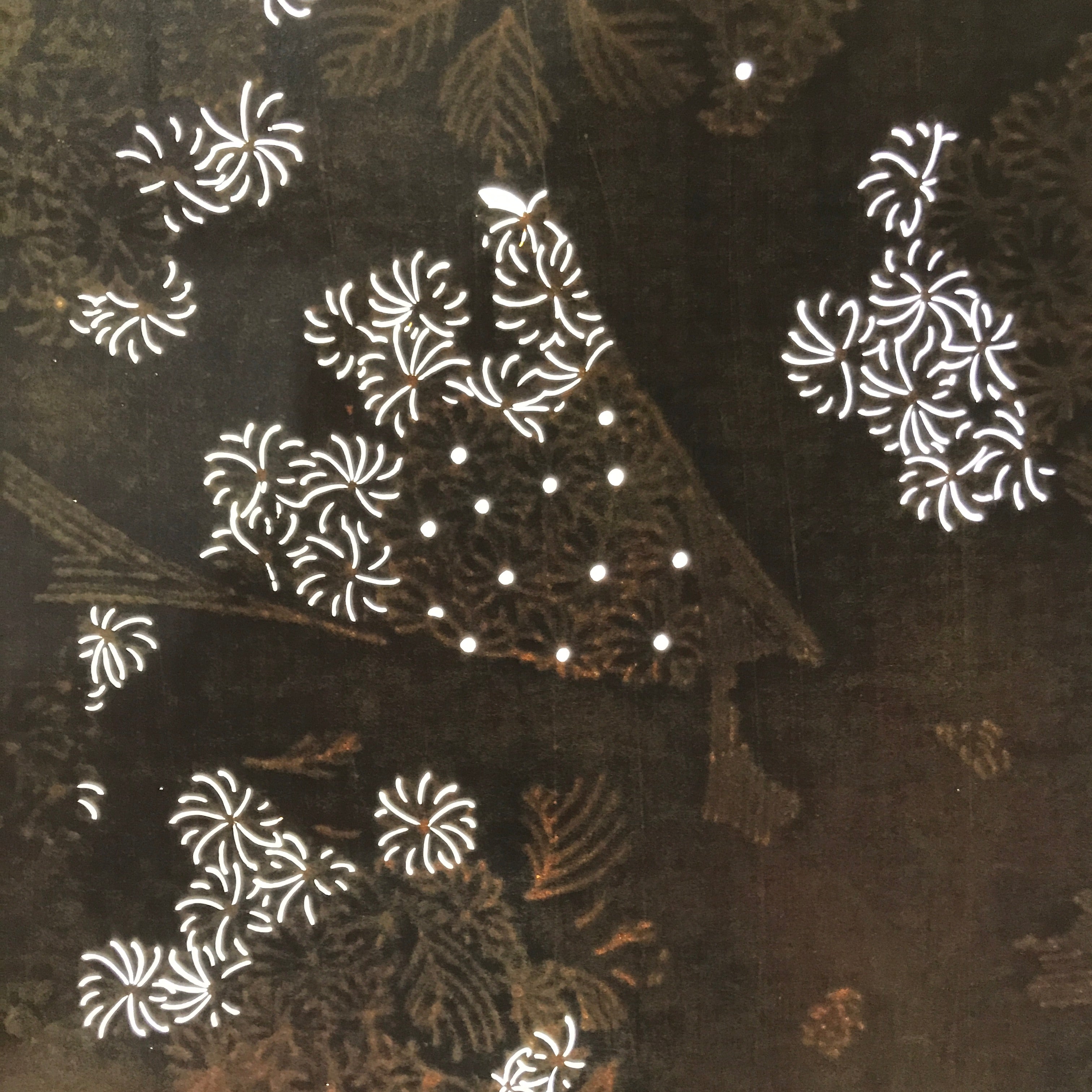 Antique Japanese Katagami Paper Kimono Stencil Katazome Chrysanthemum Kiku C915