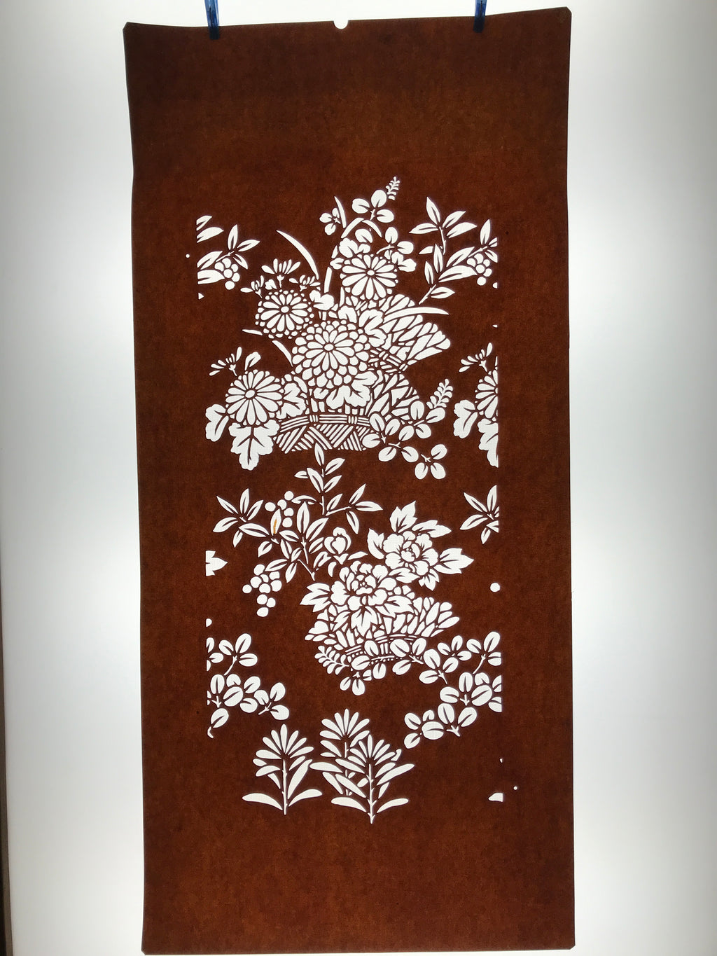 Antique Japanese Katagami Paper Kimono Stencil Katazome Chrysanthemum Peony C985