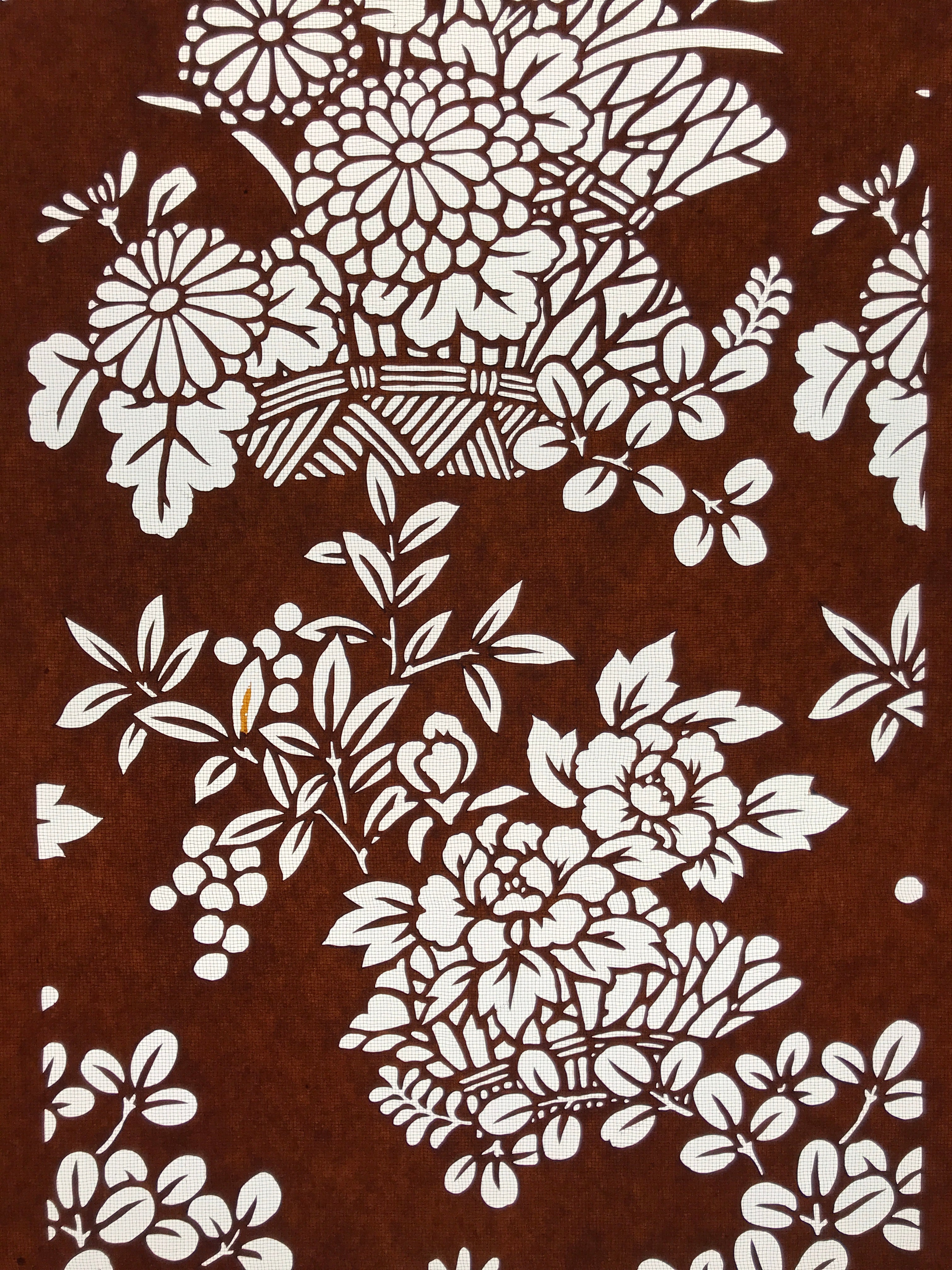 Antique Japanese Katagami Paper Kimono Stencil Katazome Chrysanthemum Peony C985