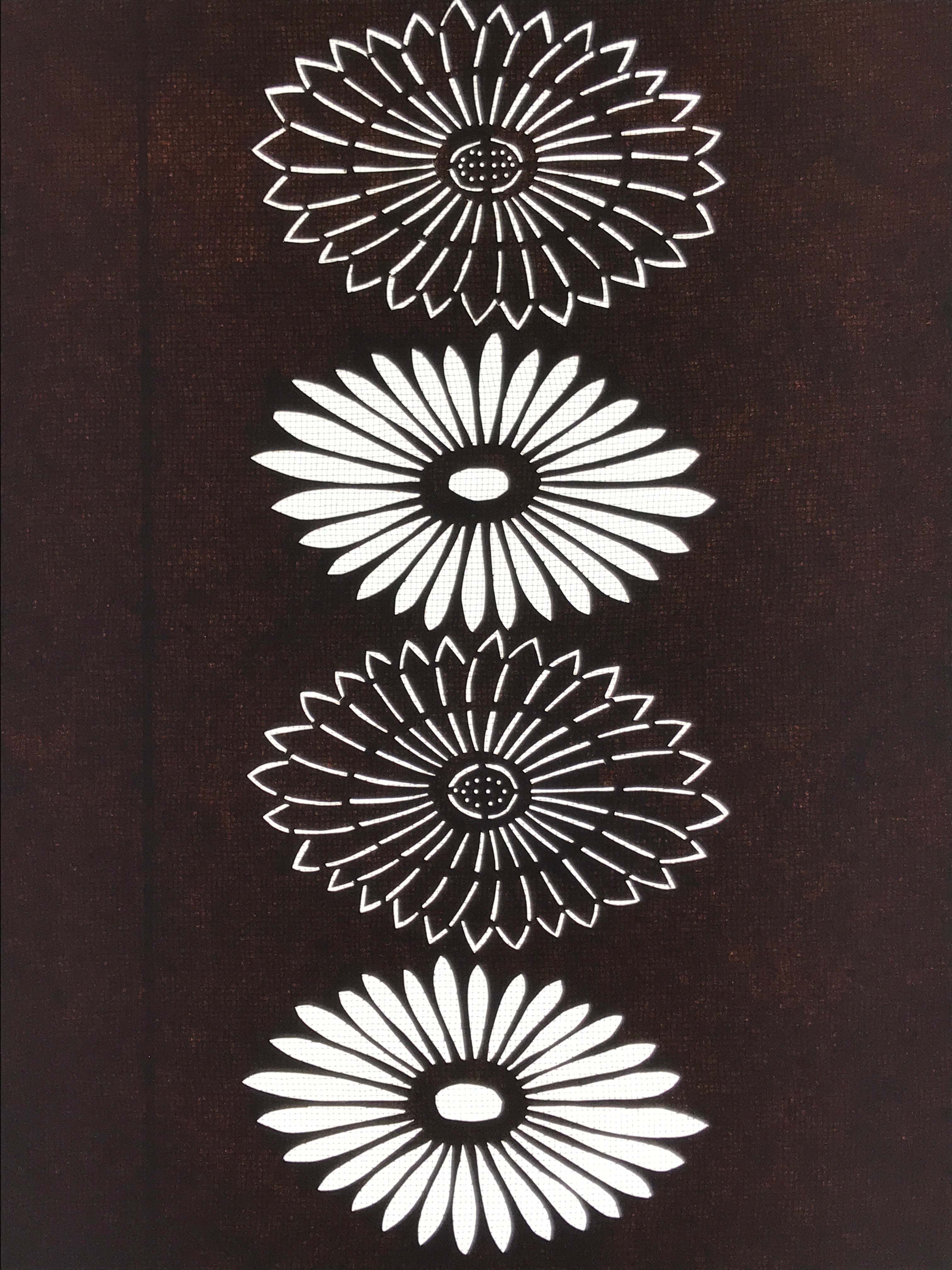 Antique Japanese Katagami Paper Kimono Stencil Katazome Chrysanthemums Kiku A804