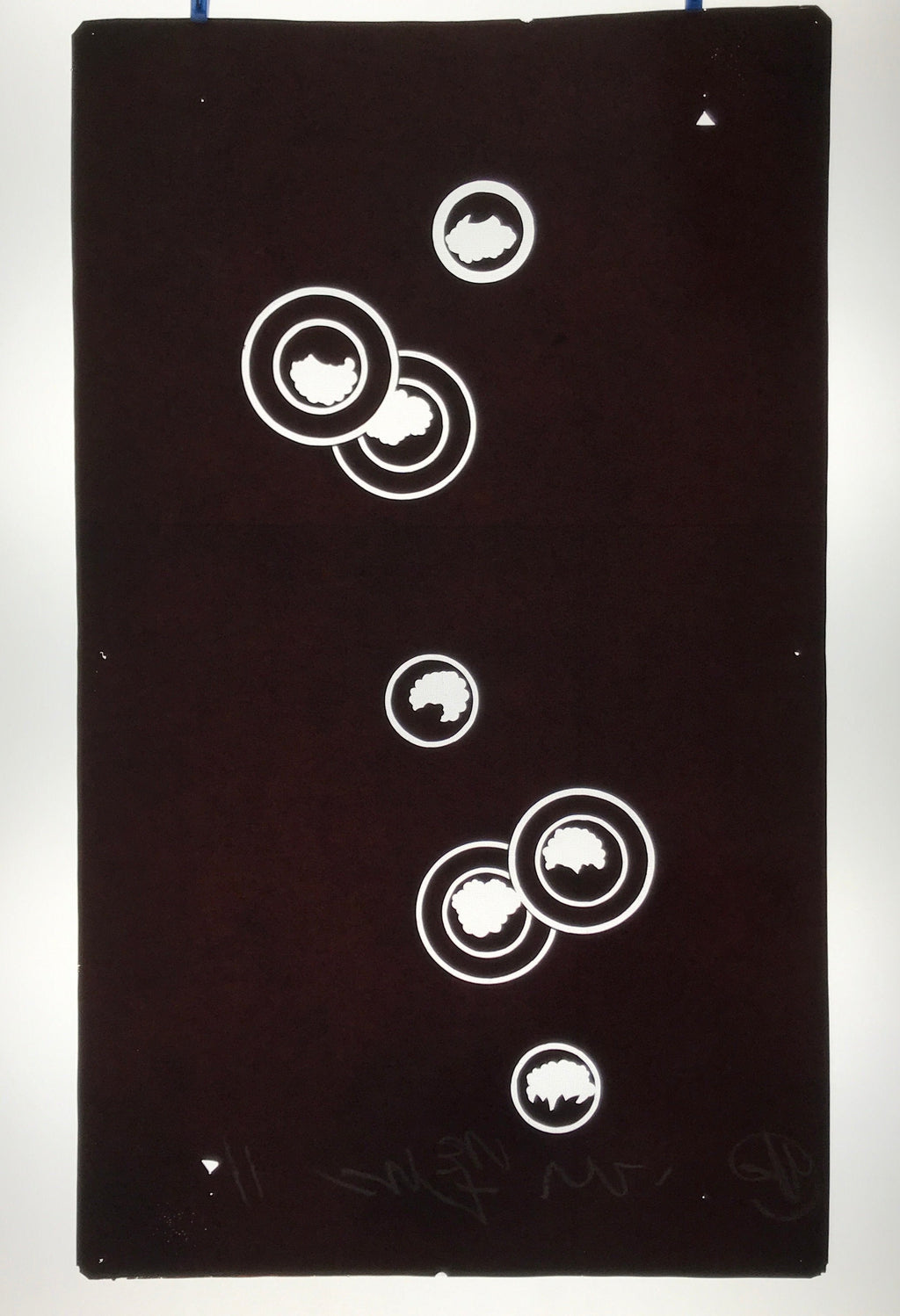 Antique Japanese Katagami Paper Kimono Stencil Katazome Circle Mon Pattern C934