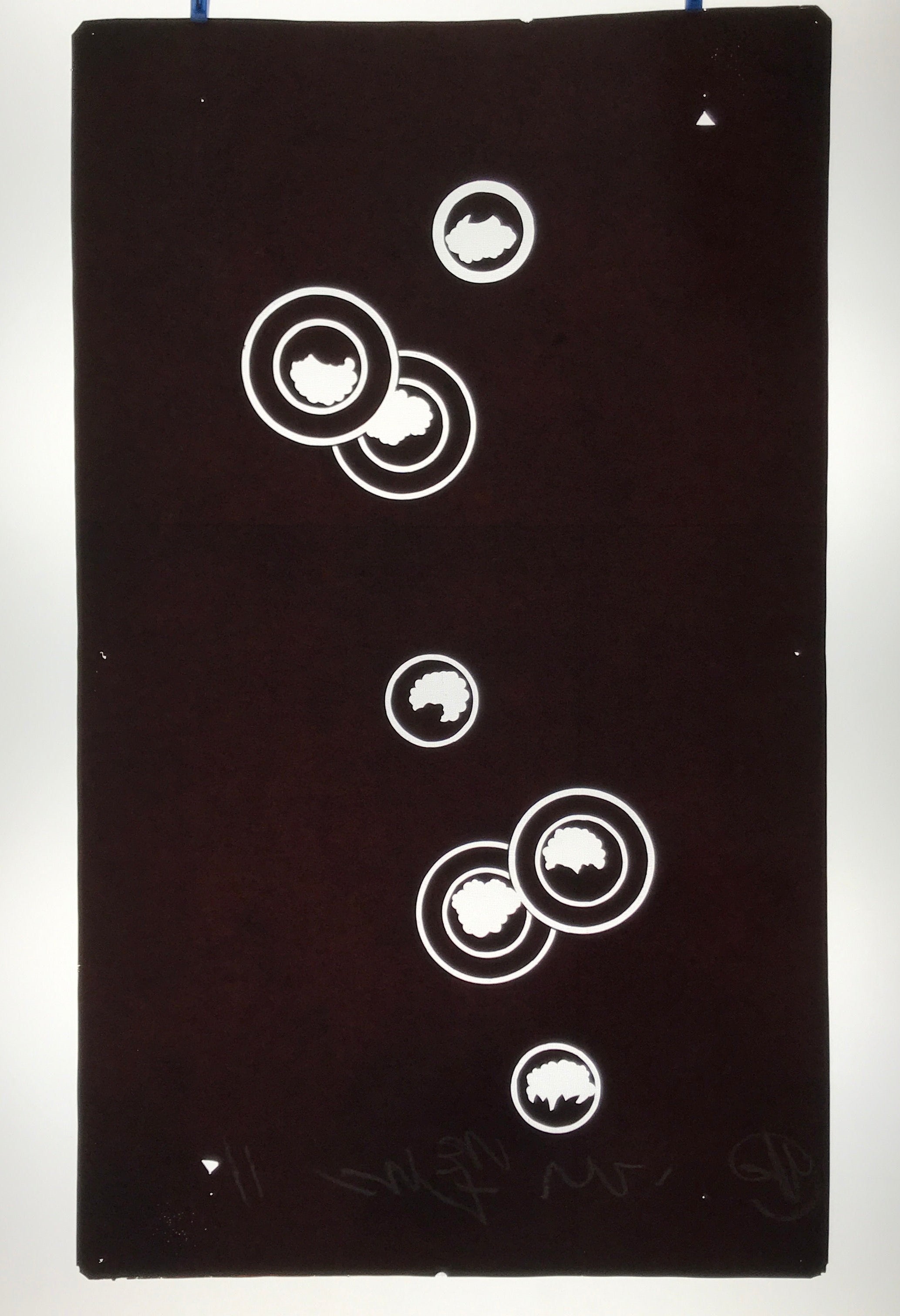 Antique Japanese Katagami Paper Kimono Stencil Katazome Circle Mon Pattern C934