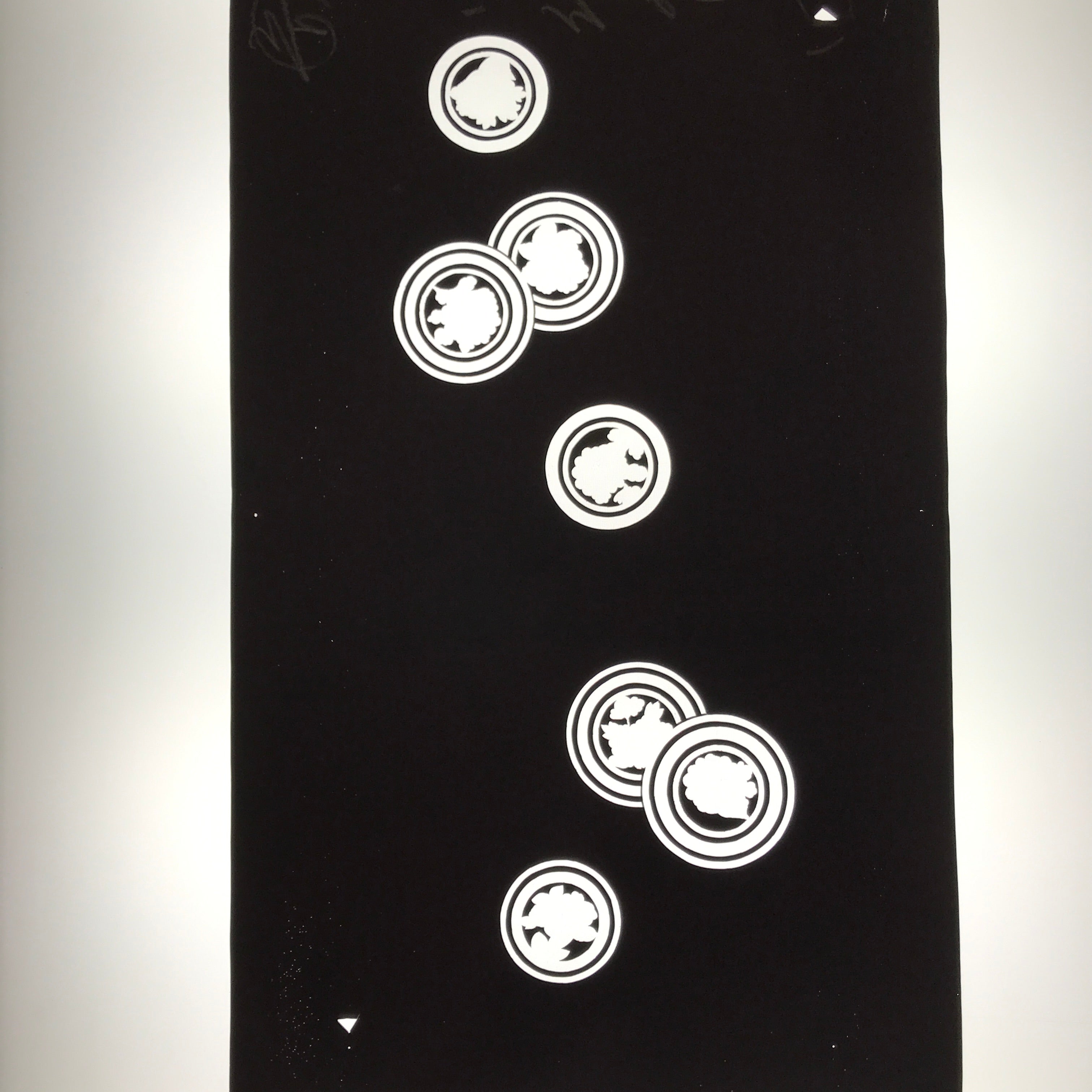 Antique Japanese Katagami Paper Kimono Stencil Katazome Circle Mon Pattern C935