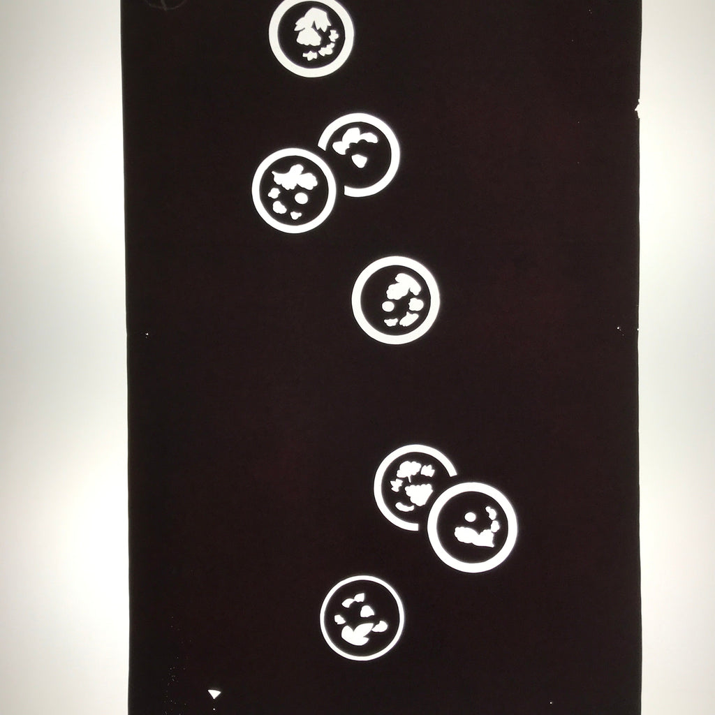Antique Japanese Katagami Paper Kimono Stencil Katazome Circle Mon Pattern C936