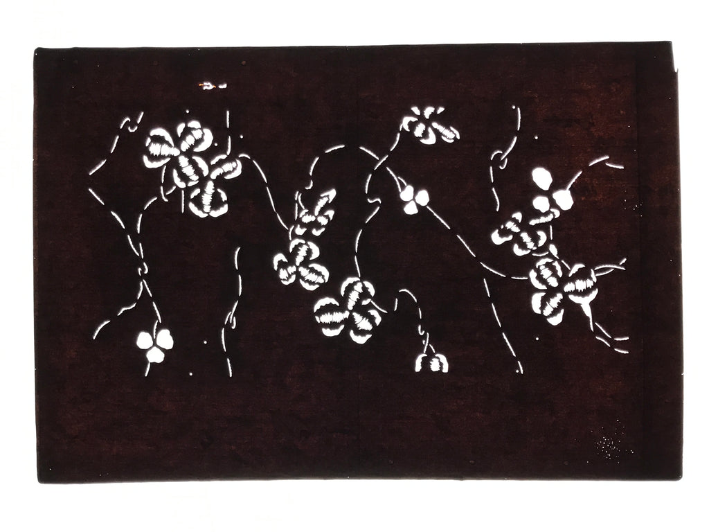 Antique Japanese Katagami Paper Kimono Stencil Katazome Clover Plant Design A877