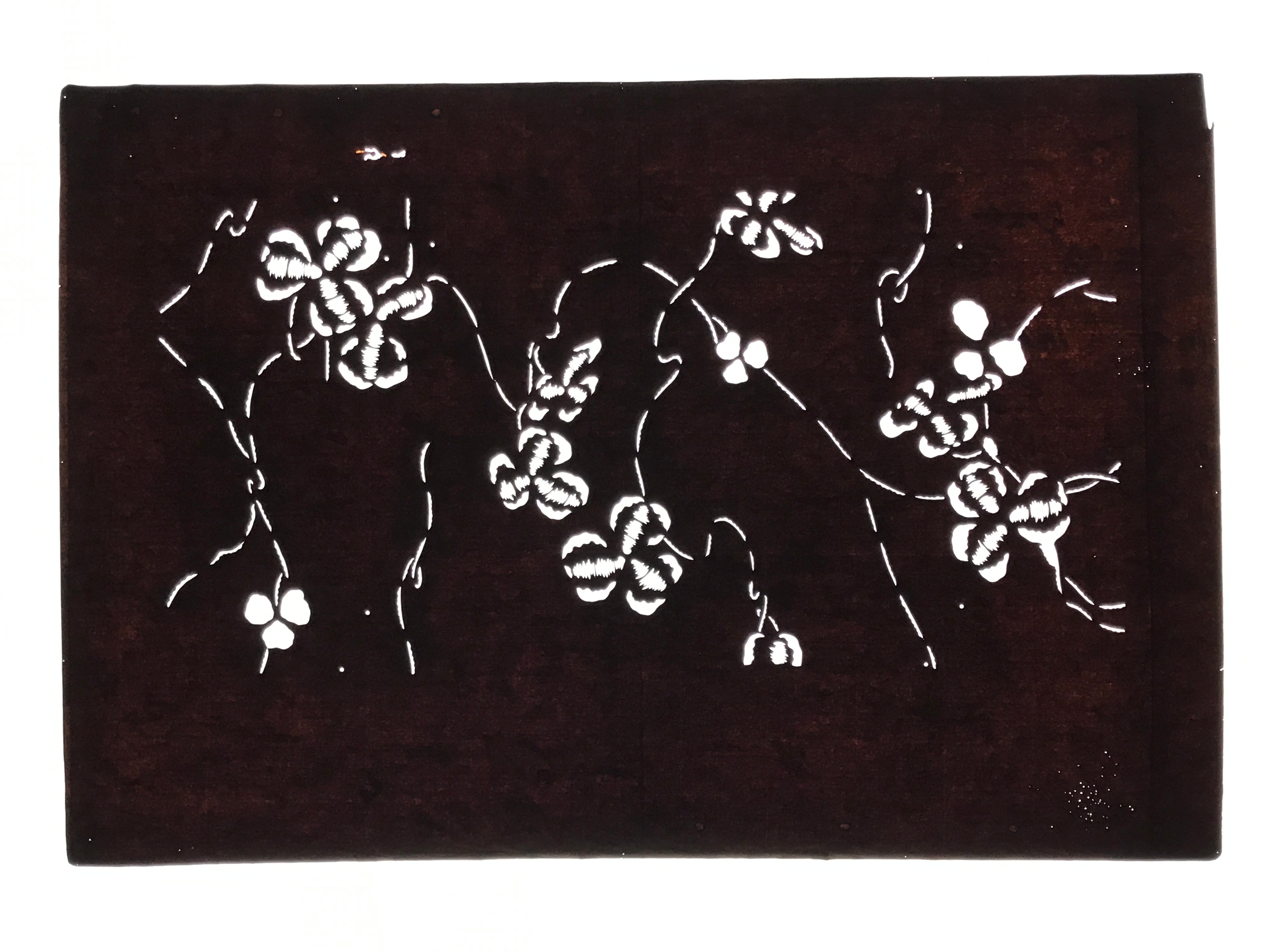 Antique Japanese Katagami Paper Kimono Stencil Katazome Clover Plant Design A877