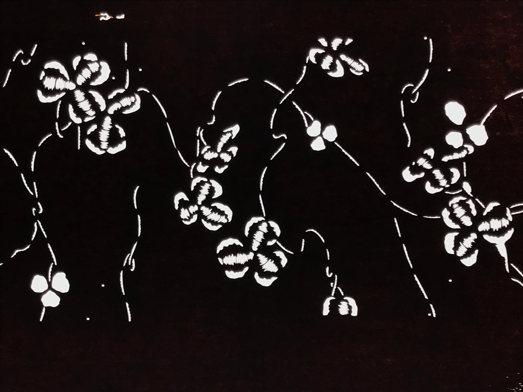 Antique Japanese Katagami Paper Kimono Stencil Katazome Clover Plant Design A877