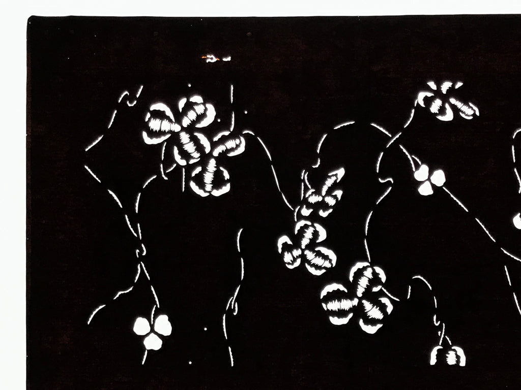 Antique Japanese Katagami Paper Kimono Stencil Katazome Clover Plant Design A877
