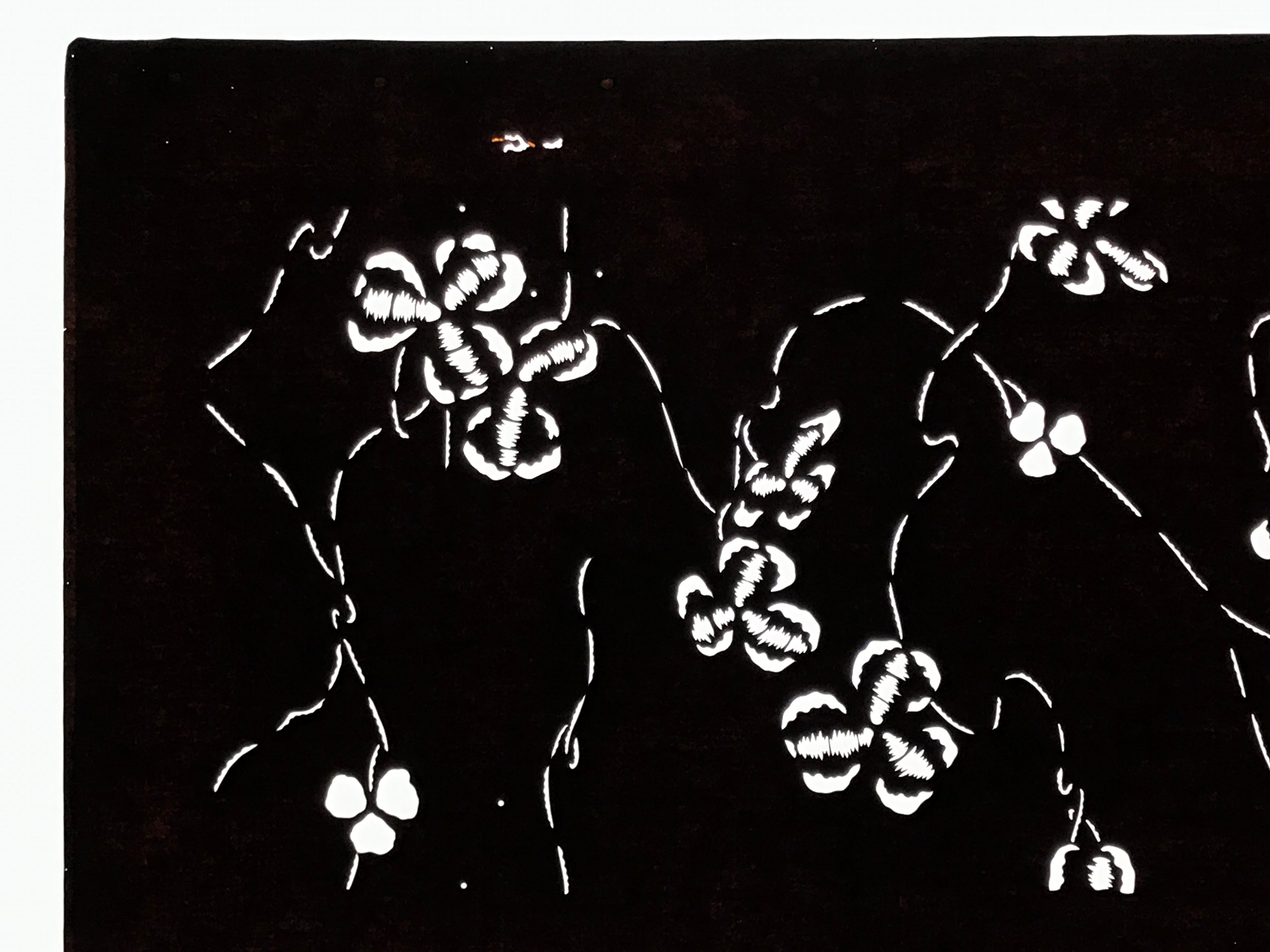 Antique Japanese Katagami Paper Kimono Stencil Katazome Clover Plant Design A877